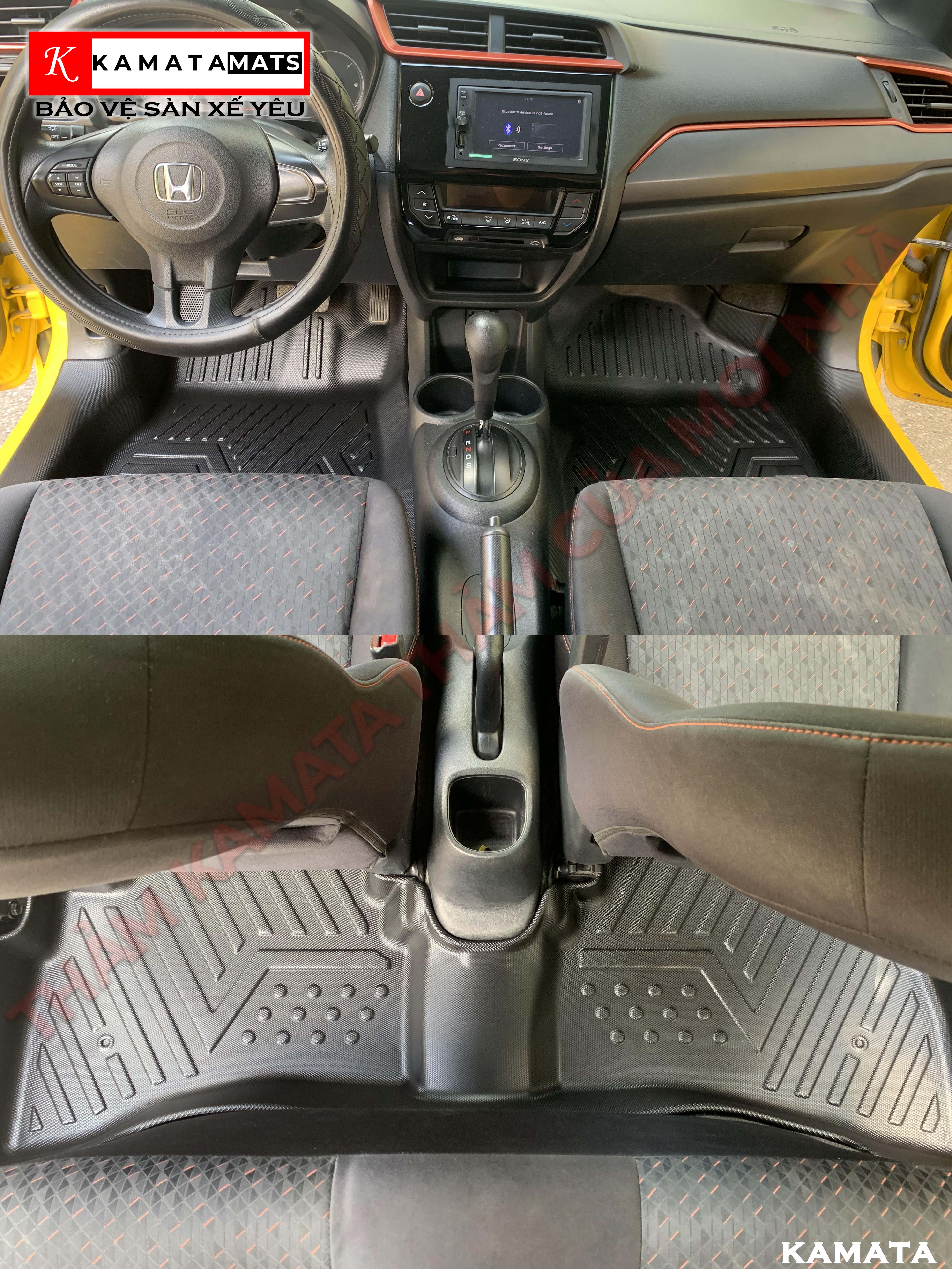 Thảm lót sàn ô tô Honda Brio 2014 - 2023 khuôn đúc TPV 1 bộ 3 tấm