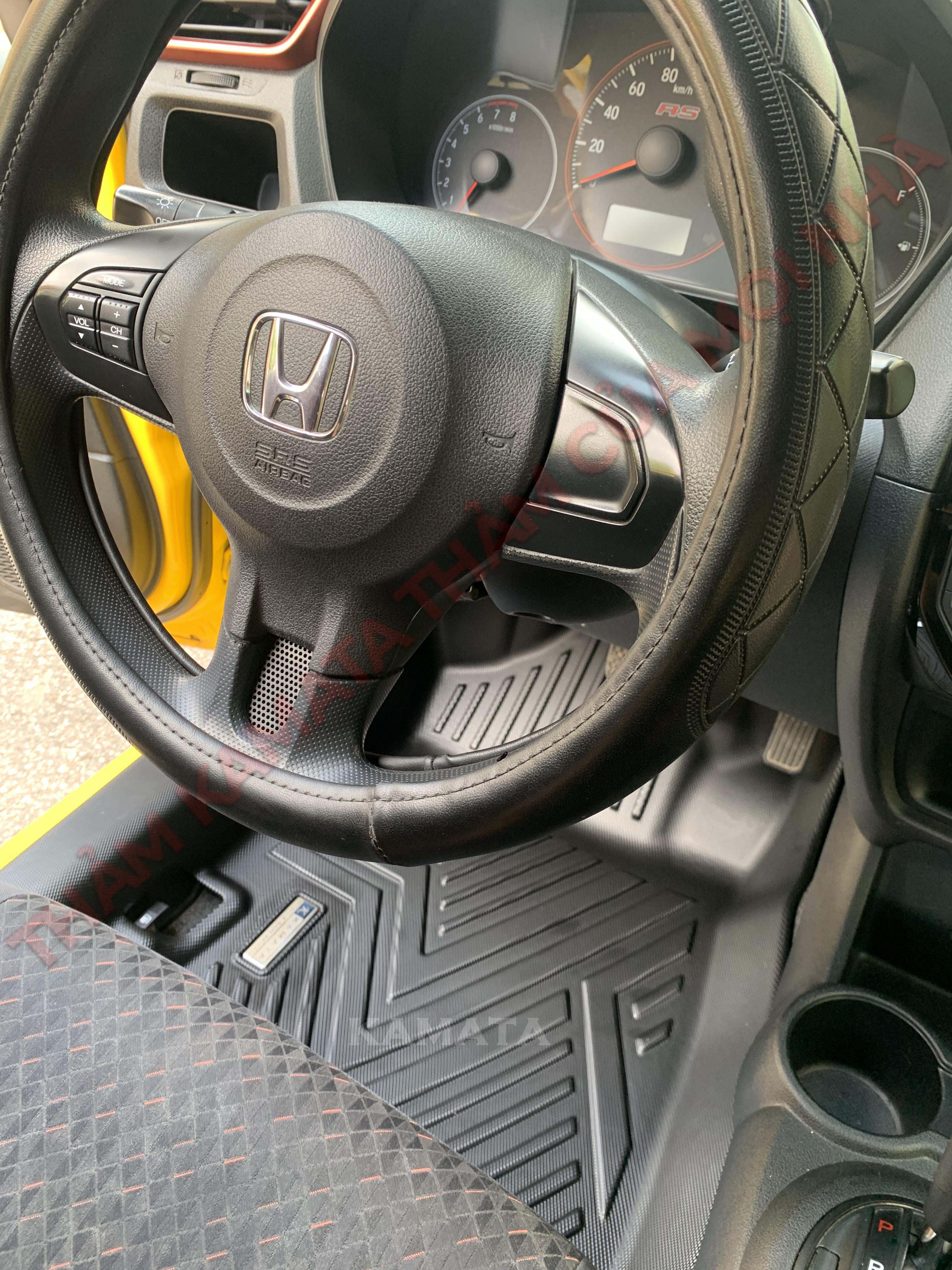Thảm lót sàn ô tô Honda Brio 2014 - 2023 khuôn đúc TPV 1 bộ 3 tấm