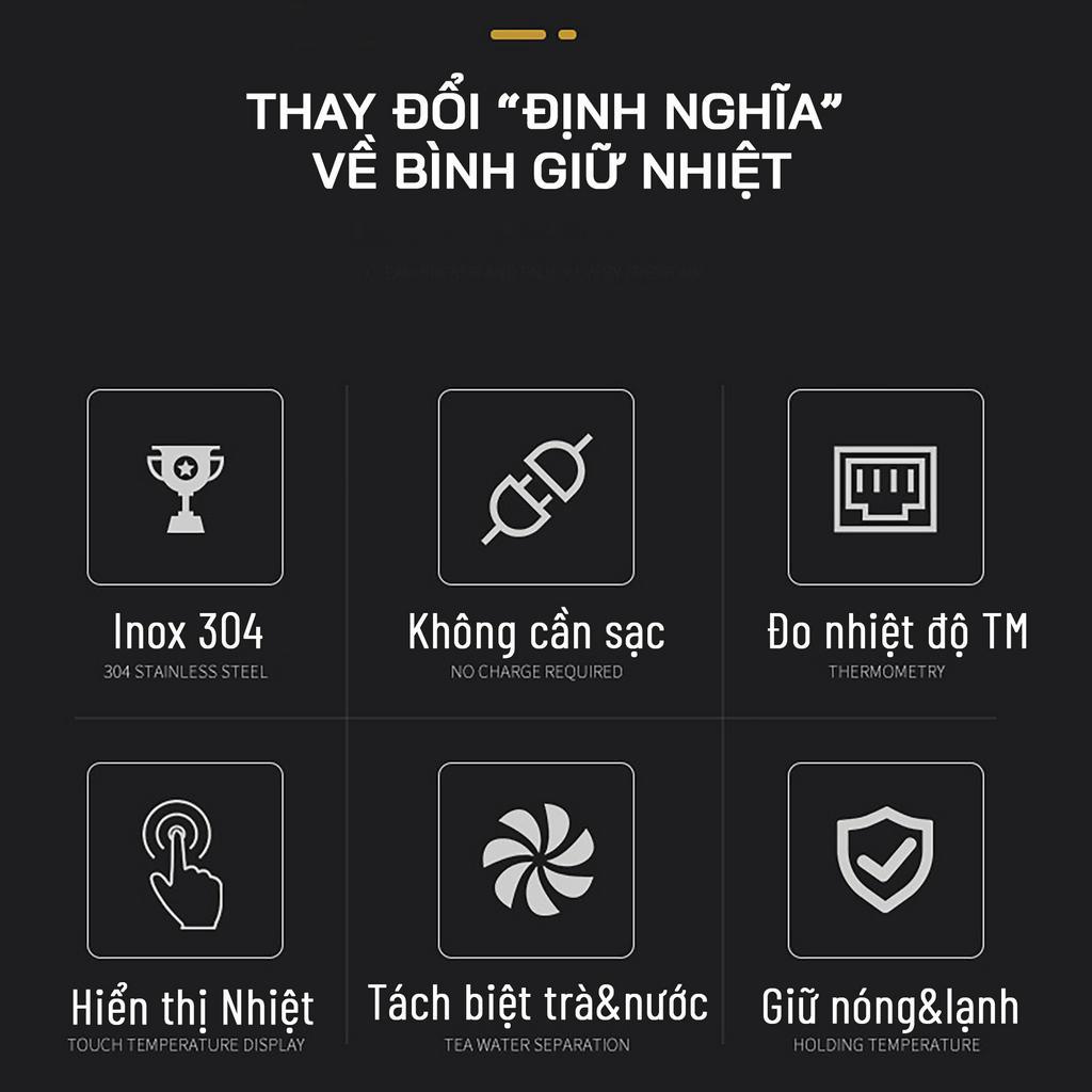 Bình giữ nhiệt Toyota inox 304 hiện thị nhiệt độ thông minh dung tích 500ml