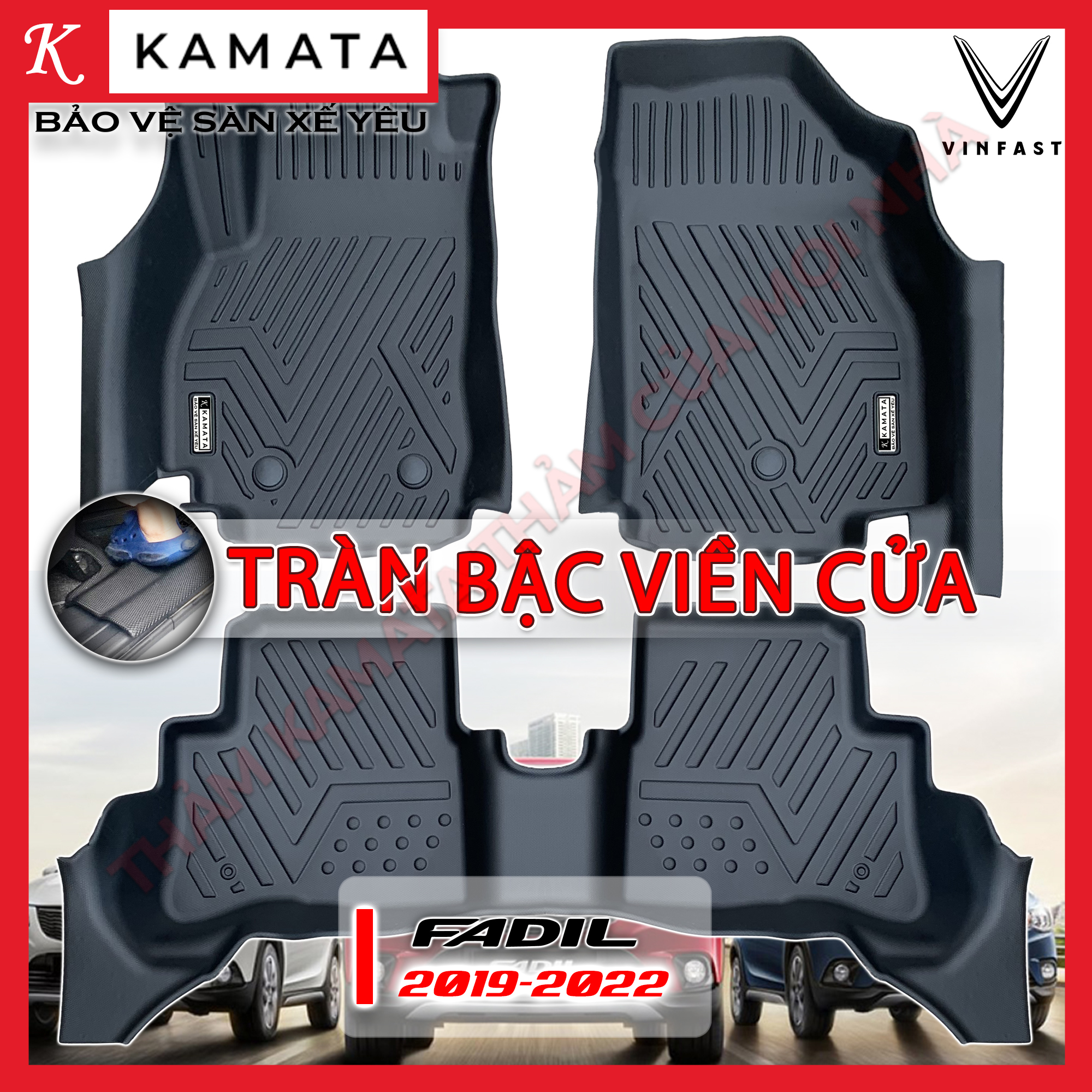 Thảm lót sàn ô tô 5D Vinfast Fadil 2019 - 2022 đúc nguyên khối TPV cao cấp