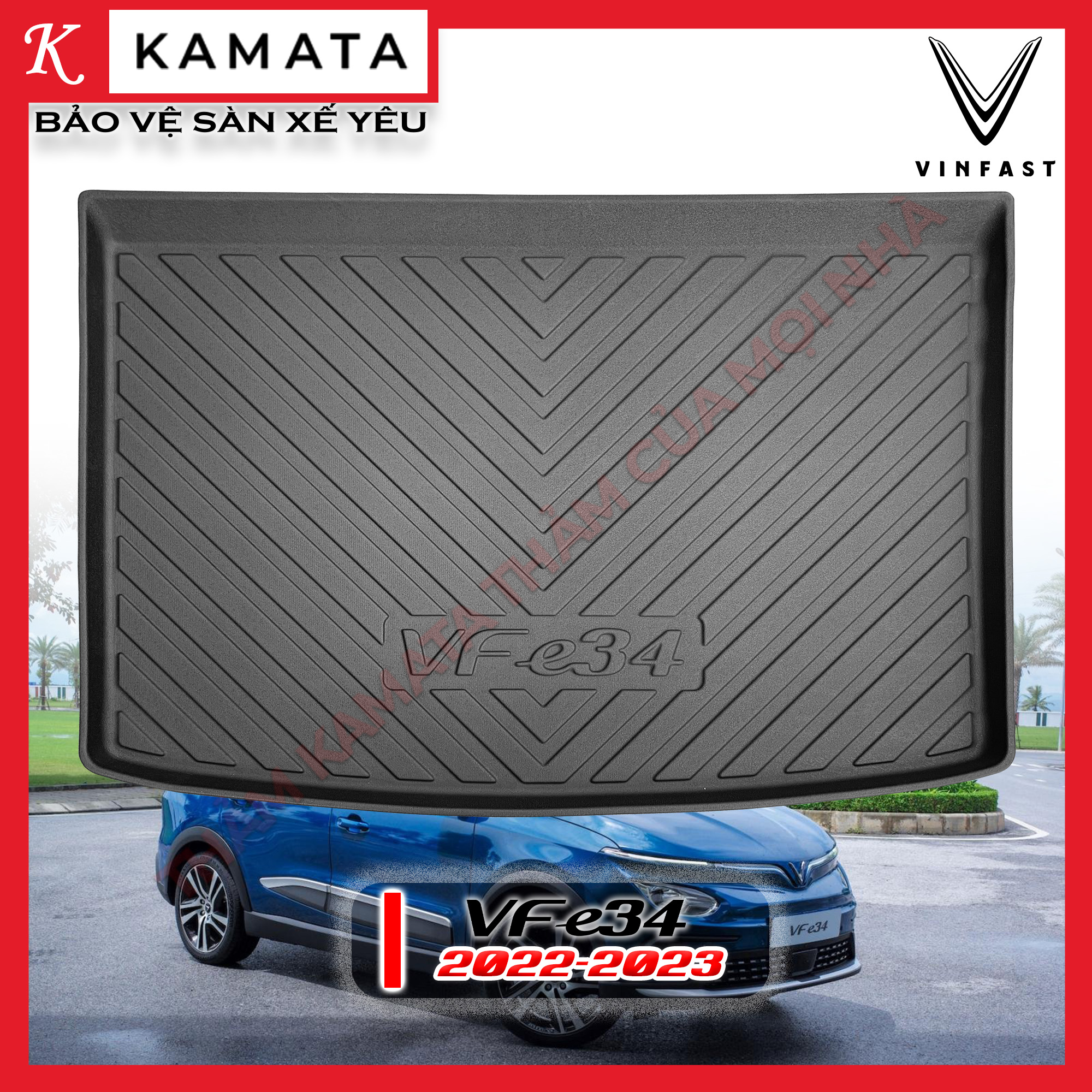 Thảm lót cốp xe ô tô Vinfast Vfe34 2022 - 2023 chất liệu TPV cao cấp mới nhất