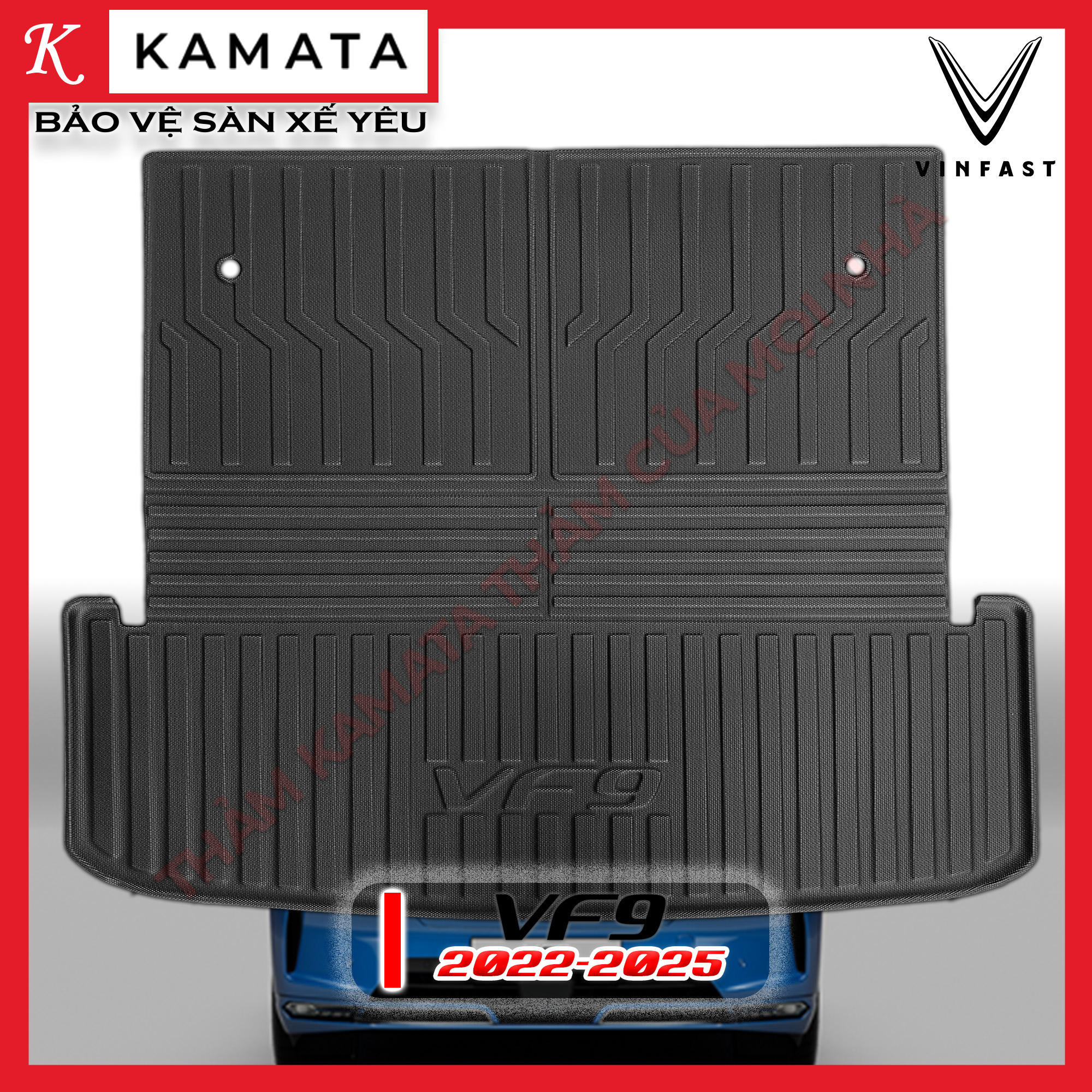 Thảm lót cốp ô tô Vinfast Vf9 2022- 2025 đúc nguyên khối TPV (tràn ghế)