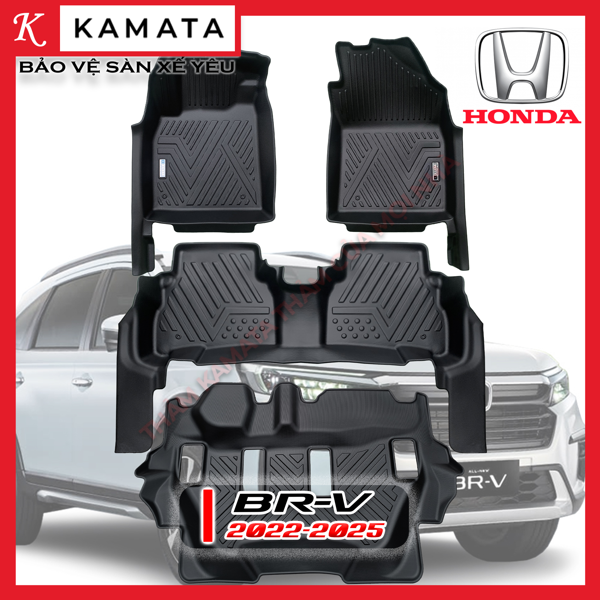 Thảm lót sàn ô tô Honda BRV 2023 khuôn đúc TPV 1 bộ 4 tấm