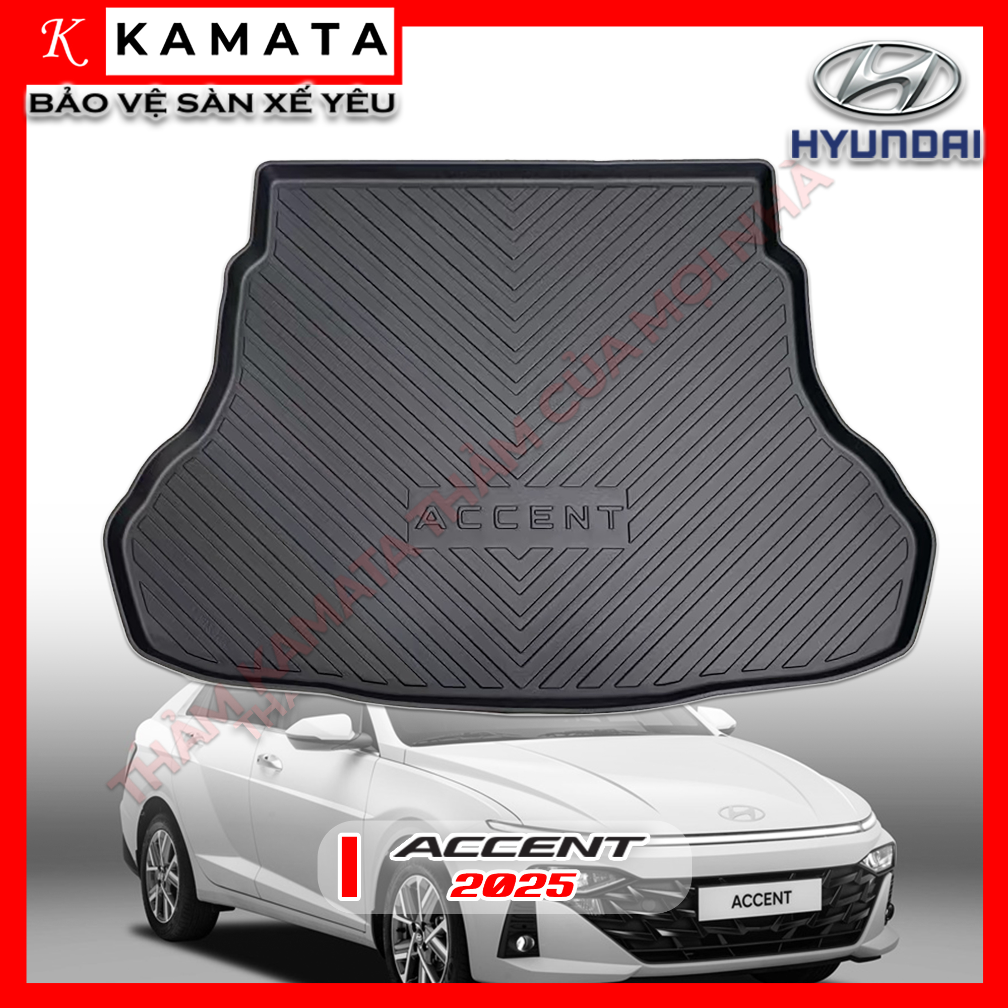 Thảm lót cốp xe ô tô Hyundai Accent 2024 (bản mới all new) chất liệu TPV cao cấp mới nhất