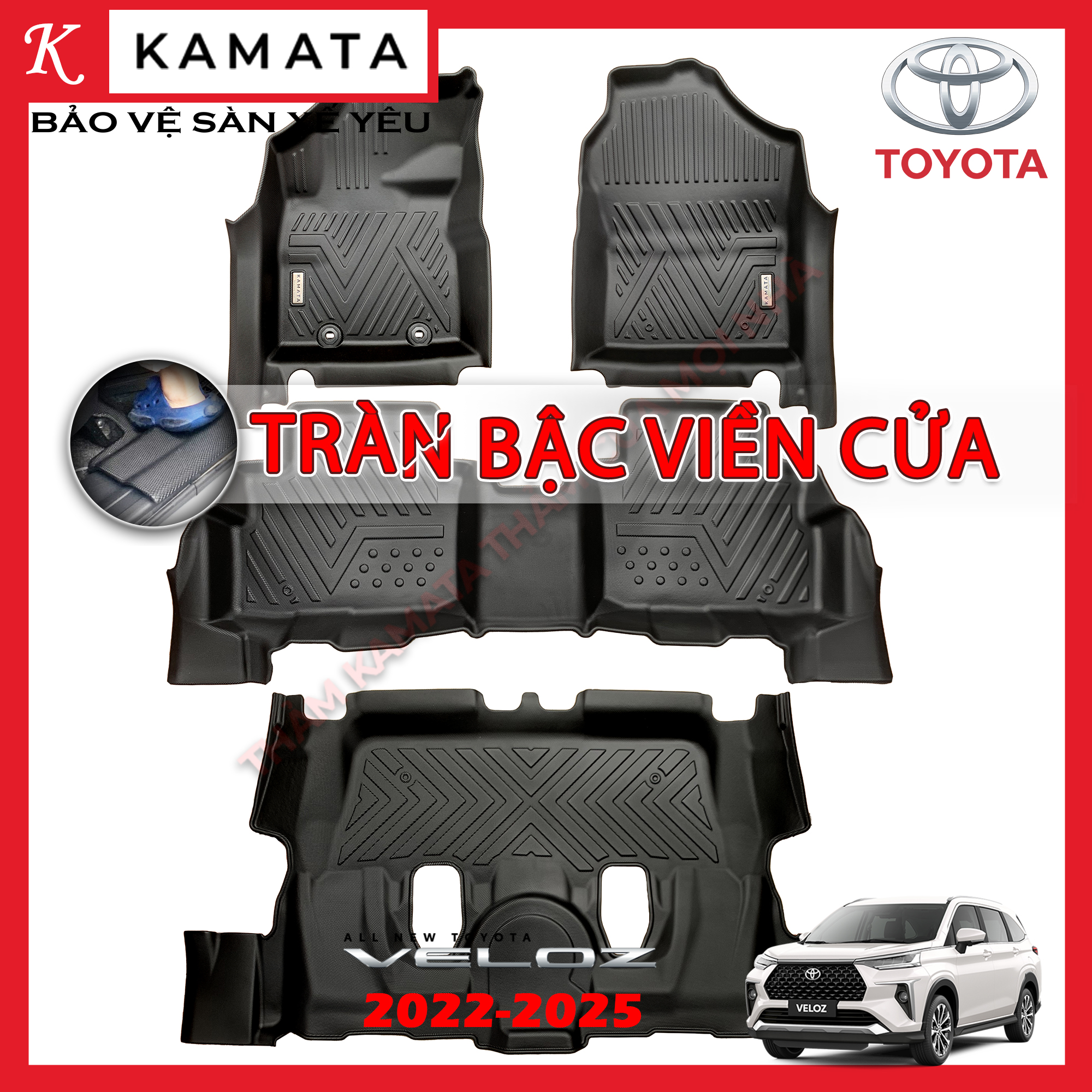 Thảm lót sàn ô tô Toyota cross 2020 - 2023 khuôn đúc TPV (1 bộ 3 tấm)