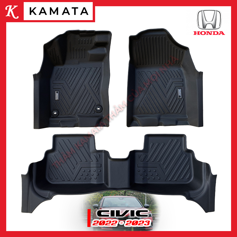 Thảm lót sàn ô tô KAMATA dành cho Honda Civic 2022-2023 khuôn đúc TPV