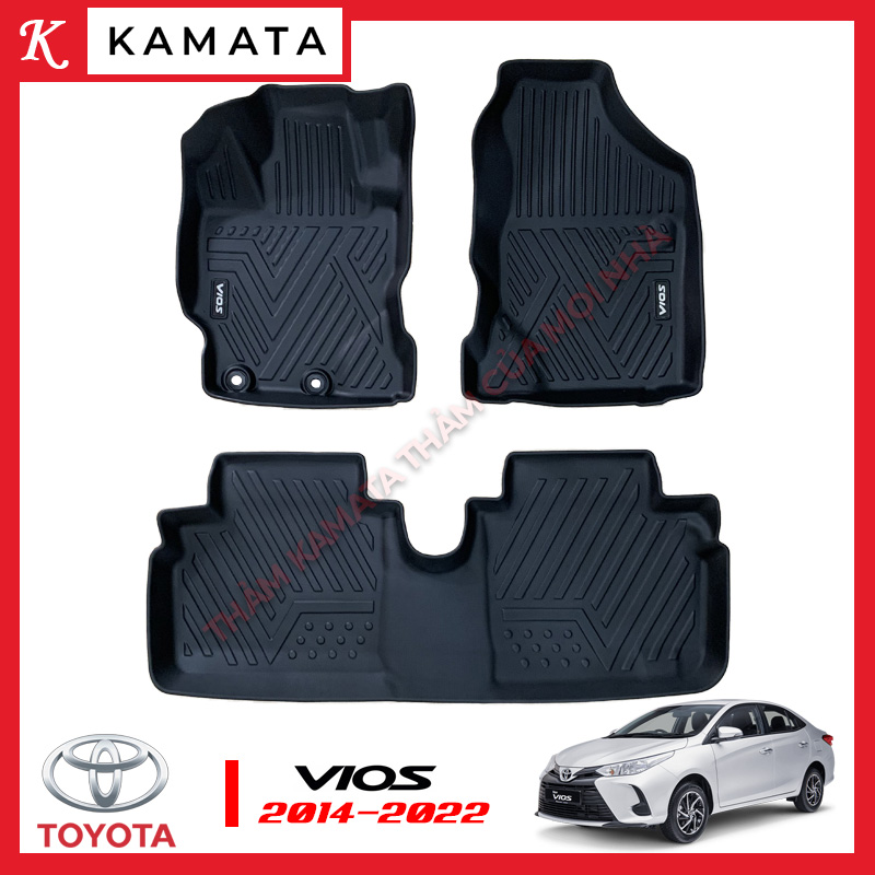 Thảm lót sàn ô tô Toyota Vios 2014 - 2018 khuôn đúc TPV (1 bộ 3 tấm)