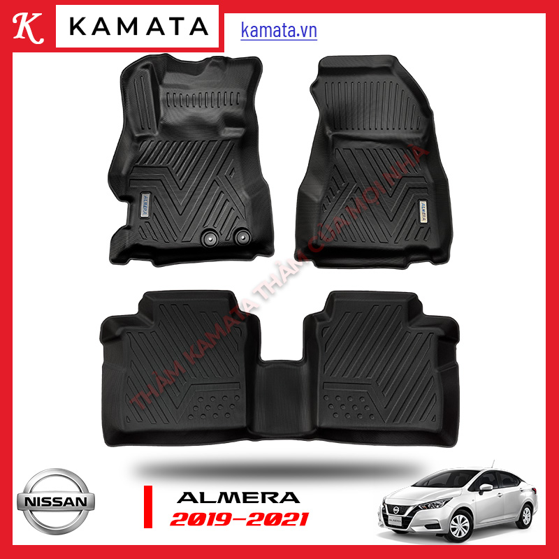 Thảm lót sàn ô tô Nissan Almera 2015-2020 khuôn đúc TPV (1 bộ/3 tấm)
