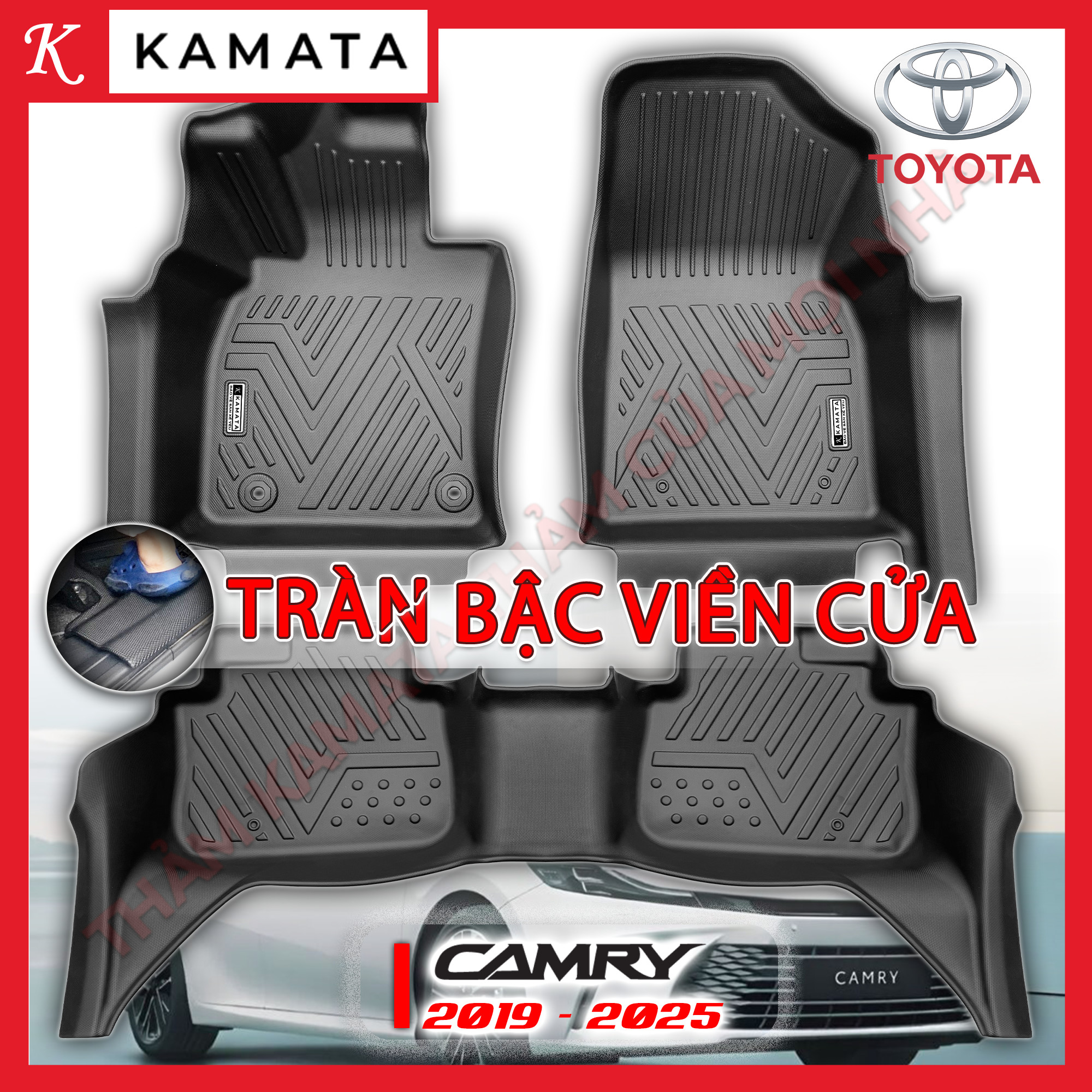 Thảm lót sàn ô tô Toyota Camry 2019 - 2025 khuôn đúc TPV (1 bộ 3 tấm)