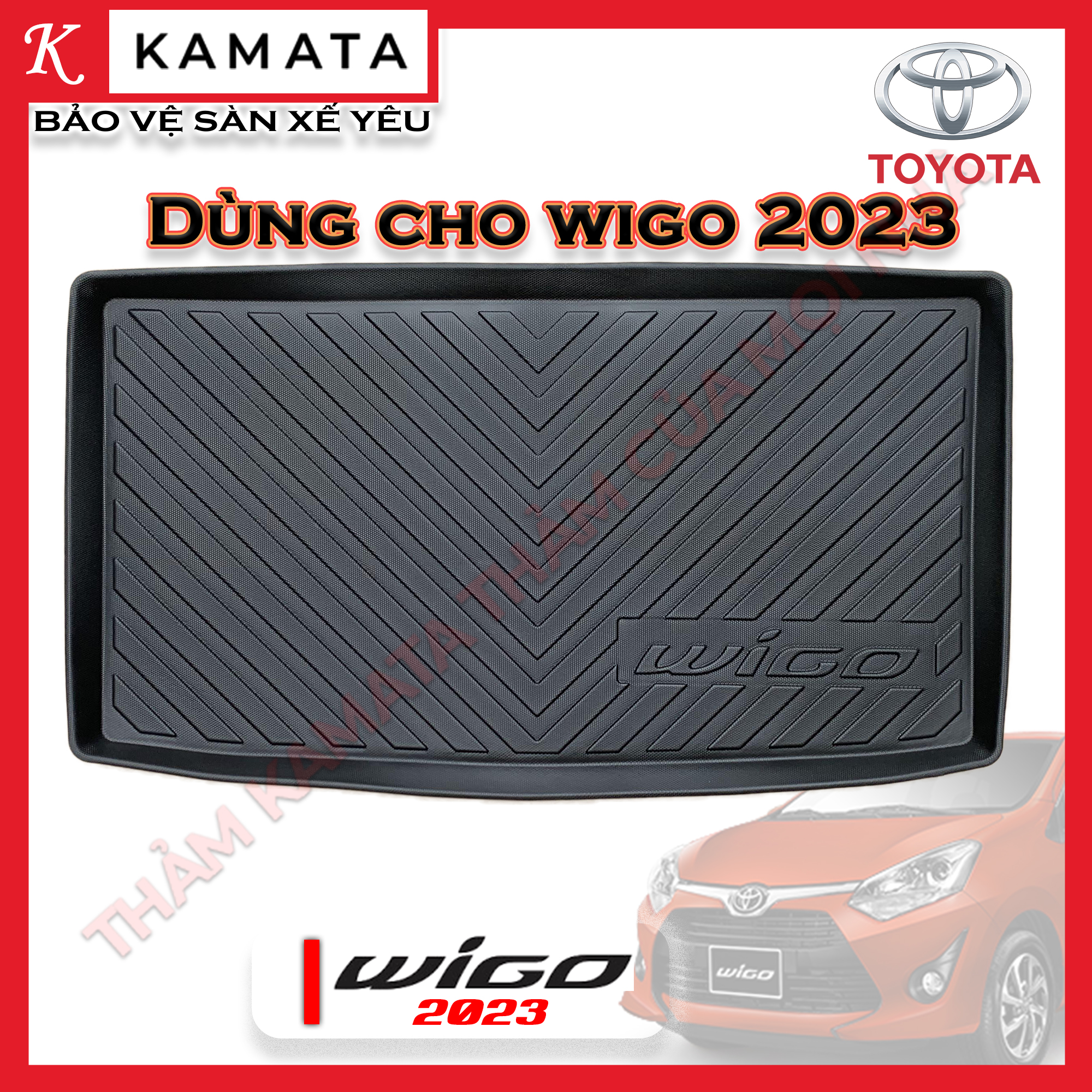Thảm lót cốp xe ô tô Toyota Wigo 2017 -2023 chất liệu TPV cao cấp mới nhất