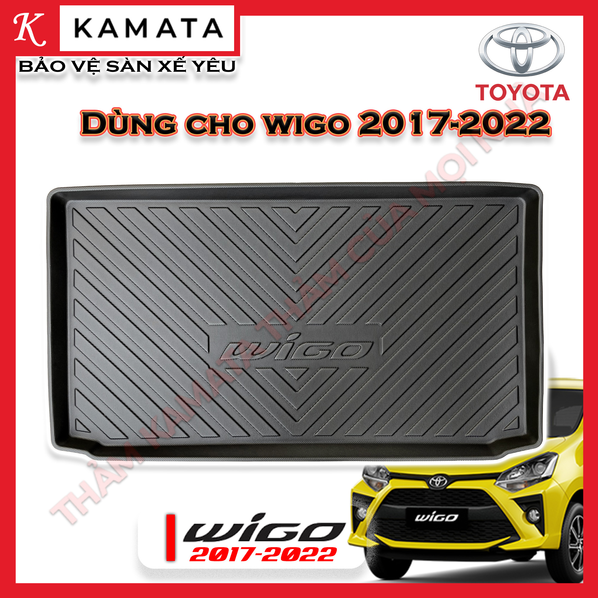 Thảm lót cốp xe ô tô Toyota Wigo 2017 -2023 chất liệu TPV cao cấp mới nhất