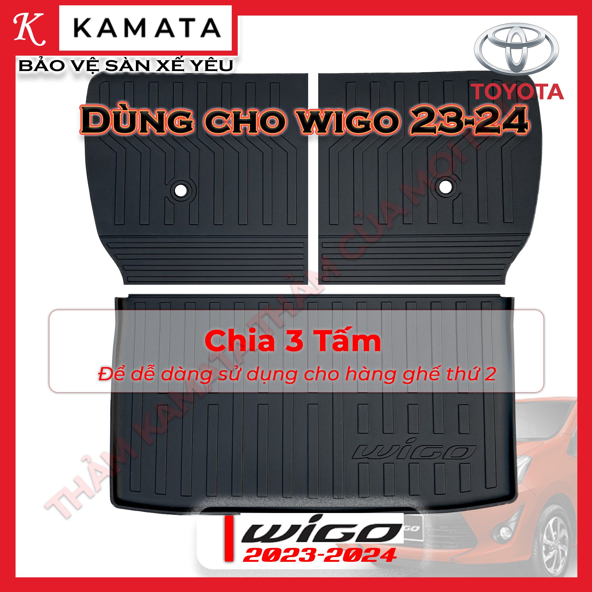 Thảm lót cốp xe ô tô Toyota Wigo 2017 -2023 chất liệu TPV cao cấp mới nhất