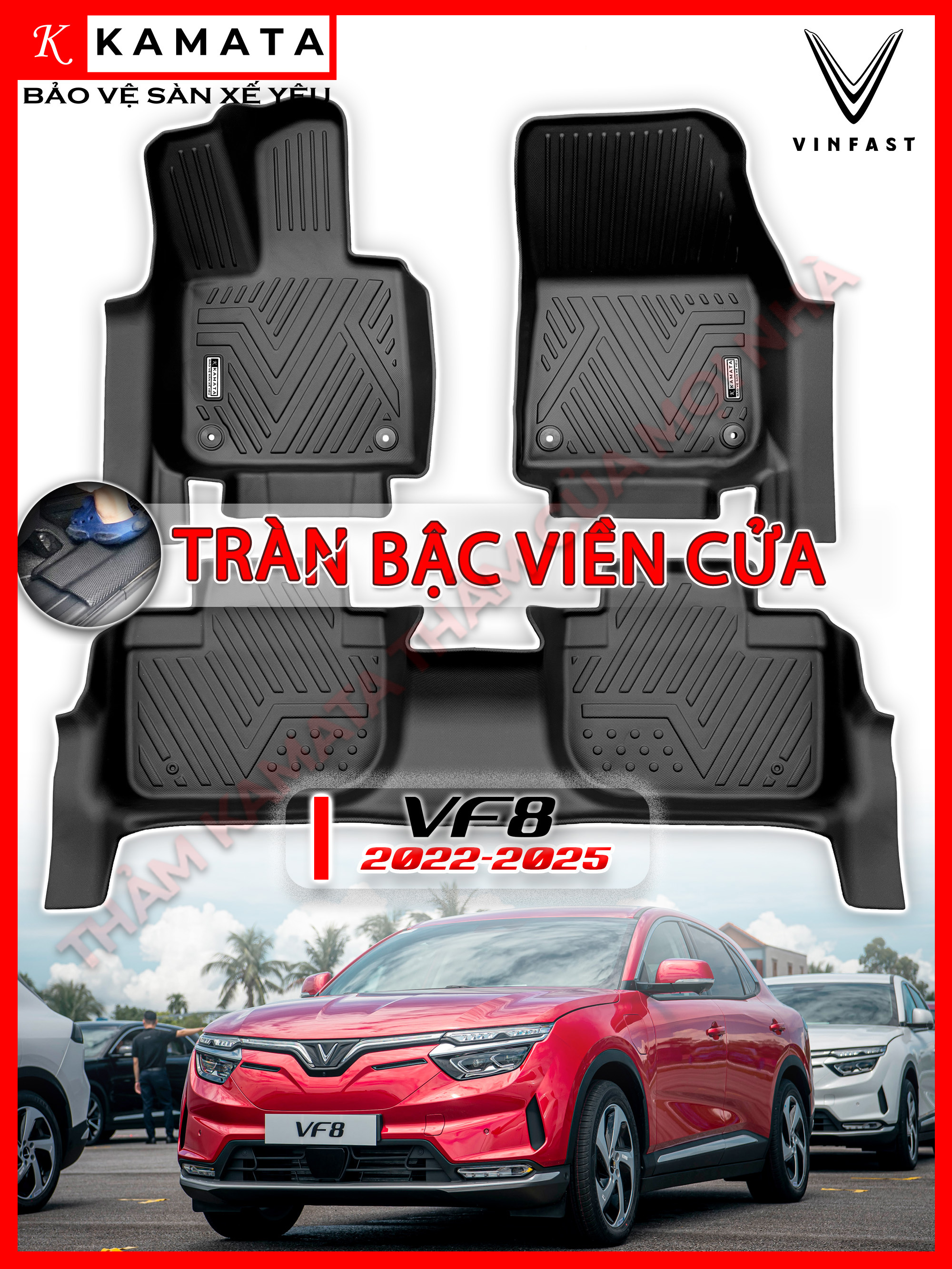 Thảm lót sàn ô tô 5D Vinfast Vf8 2023 - Nay đúc nguyên khối TPV cao cấp