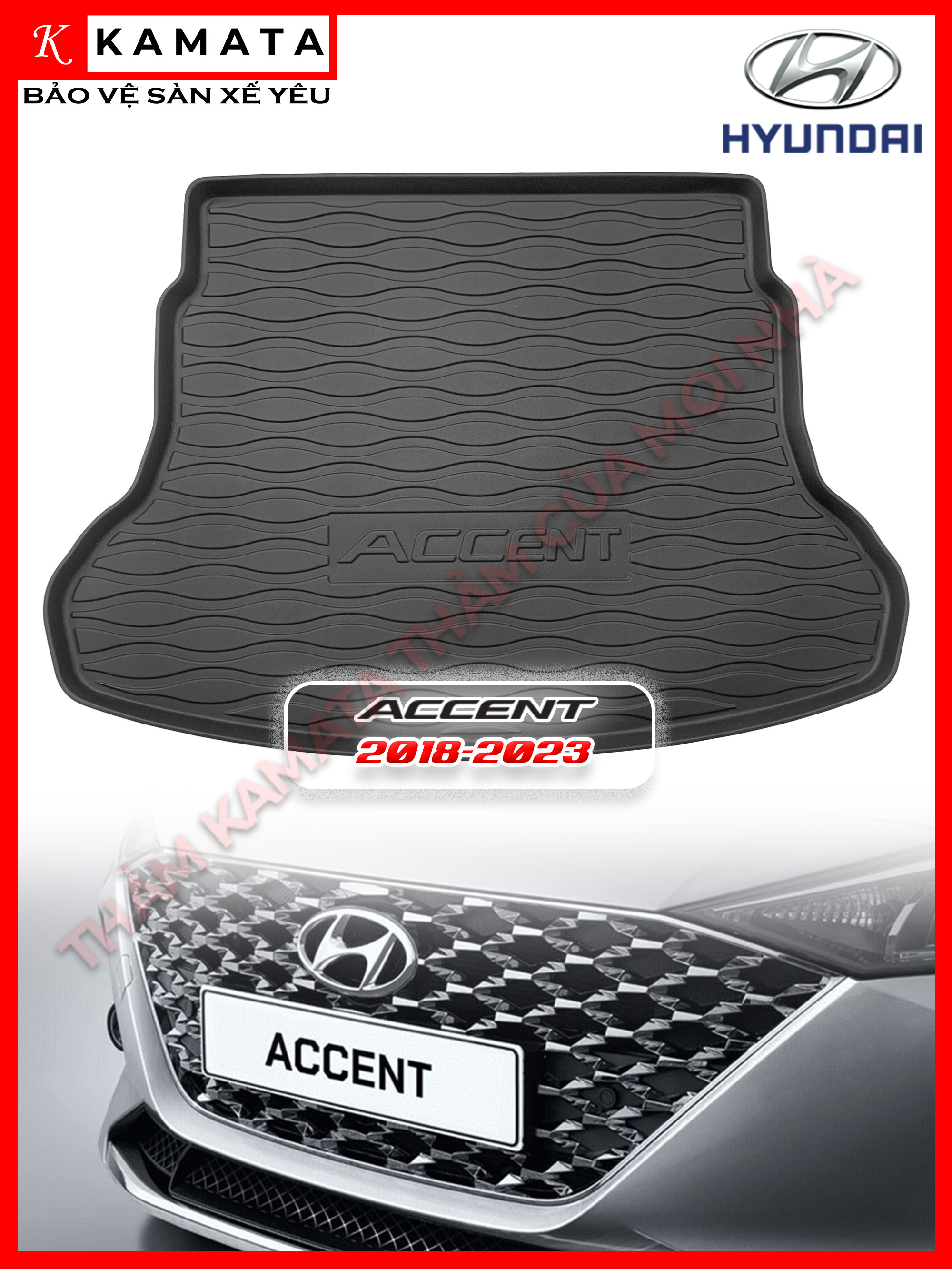 Thảm lót cốp xe ô tô Hyundai Accent 2017-2023 chất liệu TPV cao cấp mới nhất