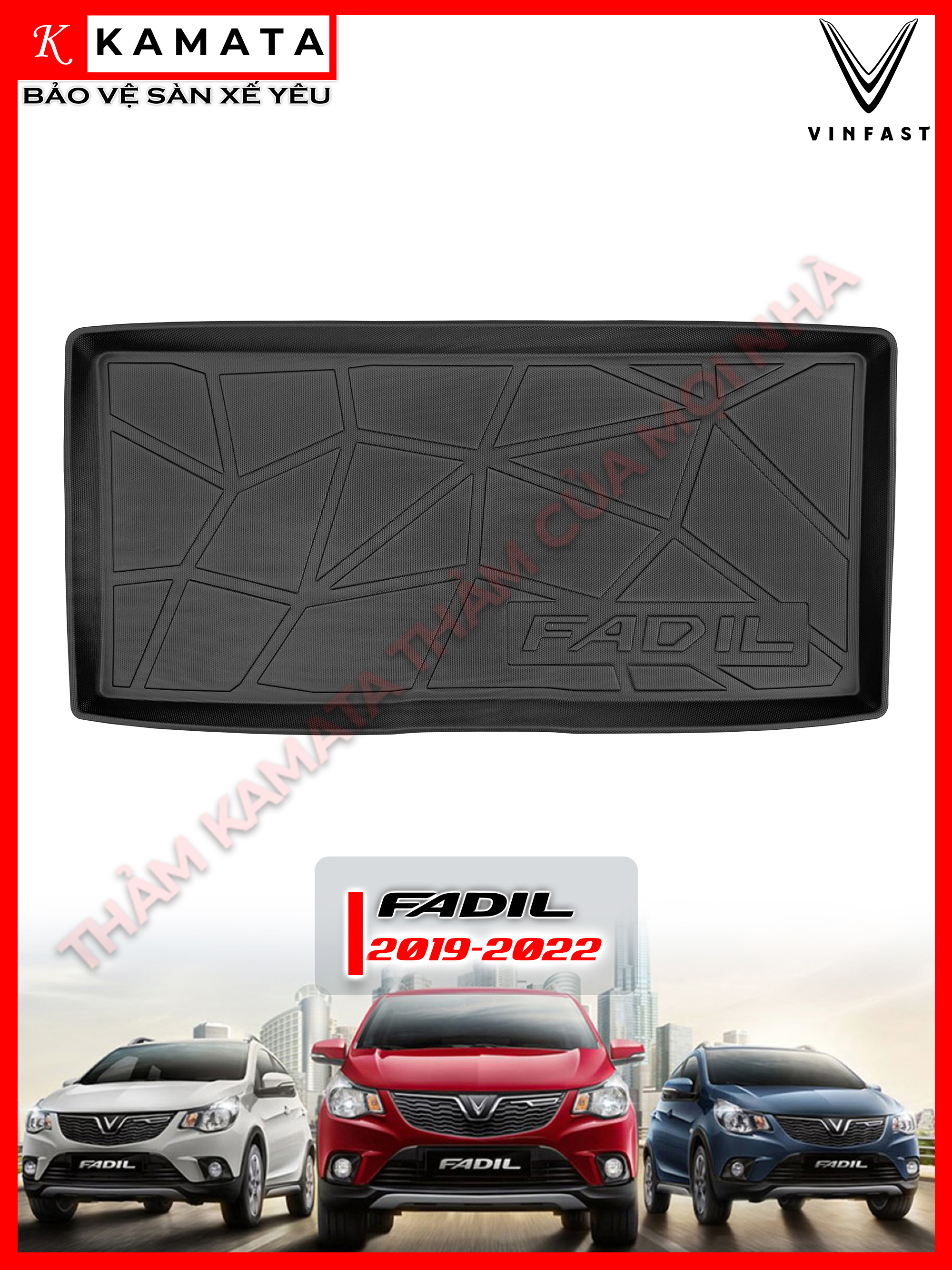 Thảm lót cốp xe ô tô Vinfast Fadil 2019 - 2022 chất liệu TPV cao cấp mới nhất