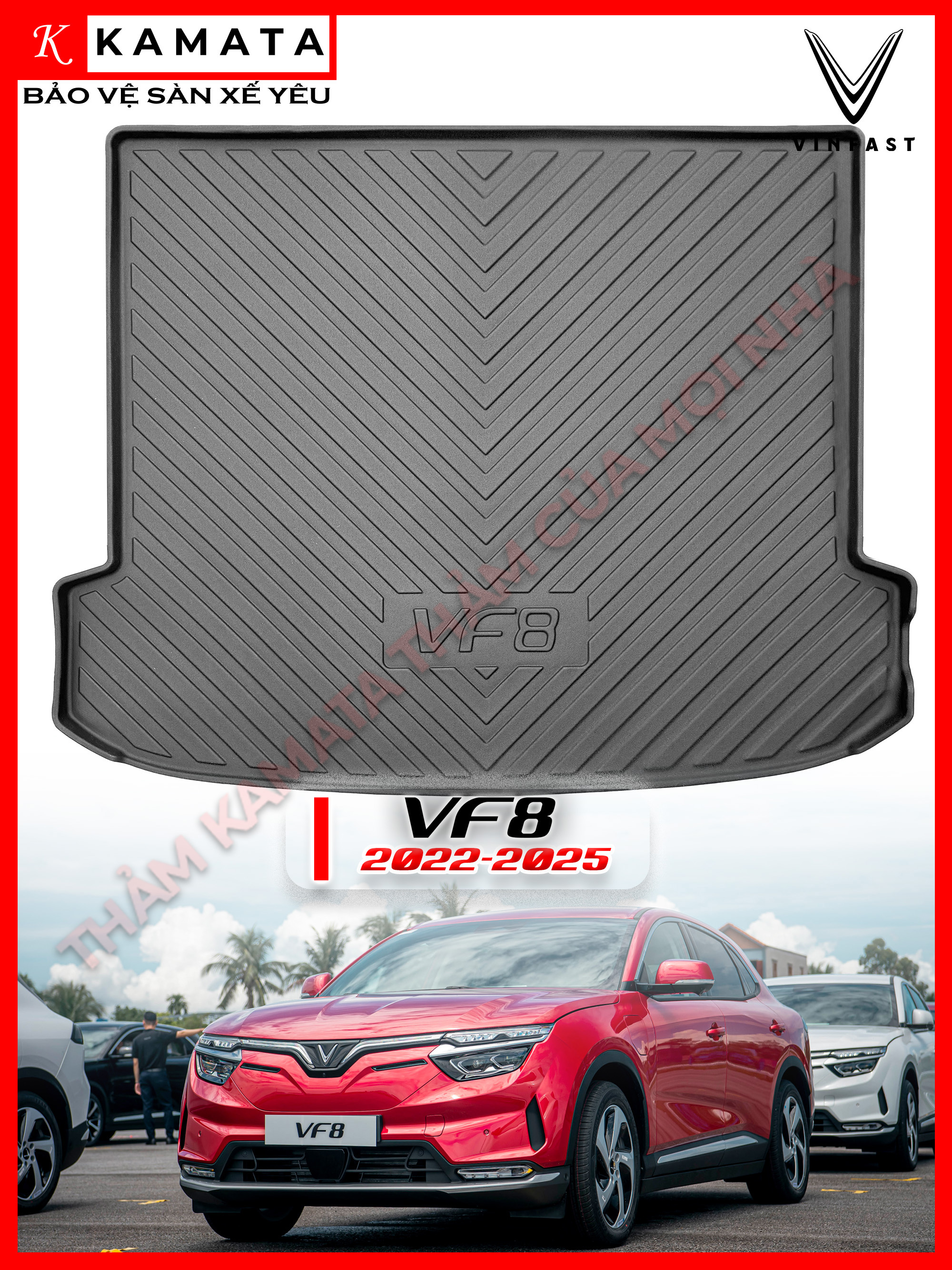 Thảm lót cốp xe ô tô Vinfast Vf8 2023 - Nay chất liệu TPV cao cấp mới nhất