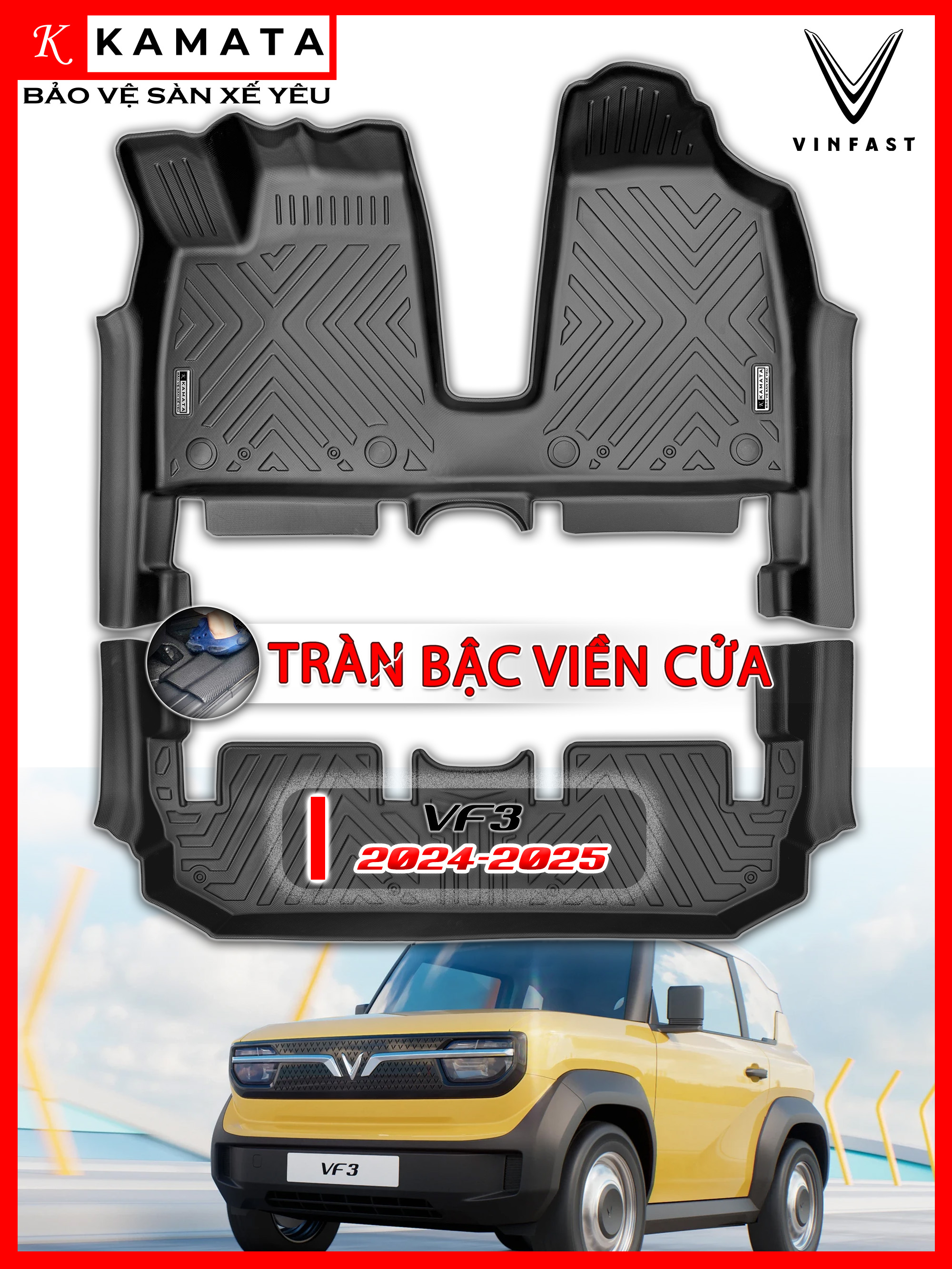 Thảm lót sàn ô tô 5D Vinfast VF3 2024 - Nay đúc nguyên khối TPE cao cấp