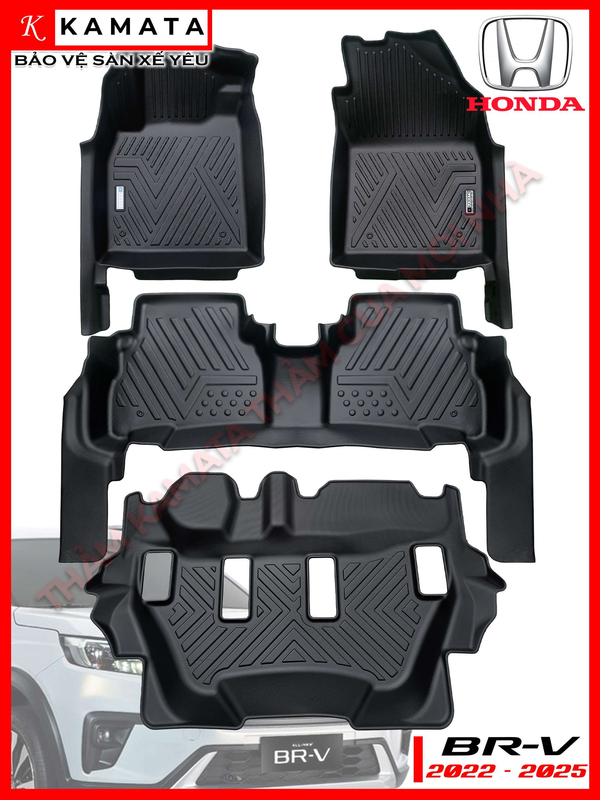 Thảm lót sàn ô tô Honda BRV 2023 khuôn đúc TPV 1 bộ 4 tấm