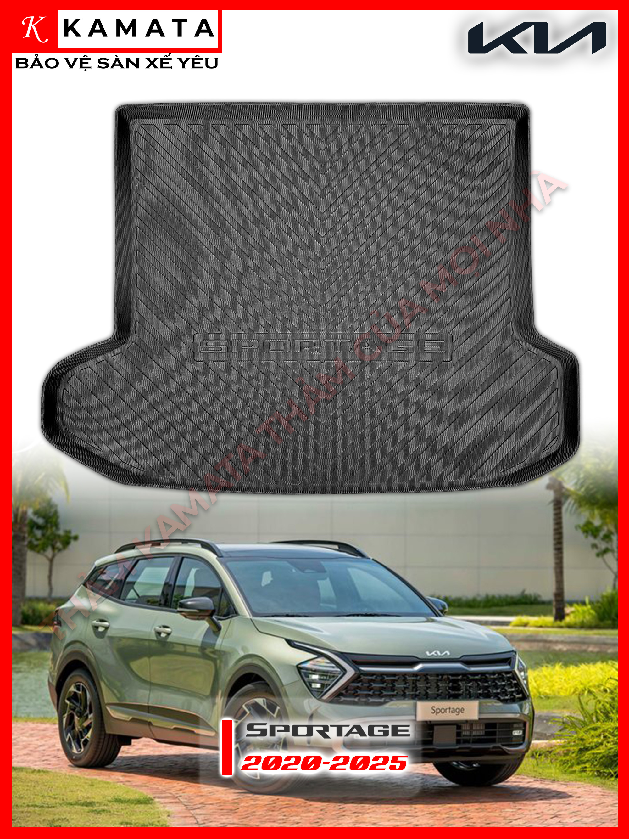 Thảm lót cốp xe ô tô Kia Sportage 2022 - 2025 chất liệu TPV cao cấp mới nhất