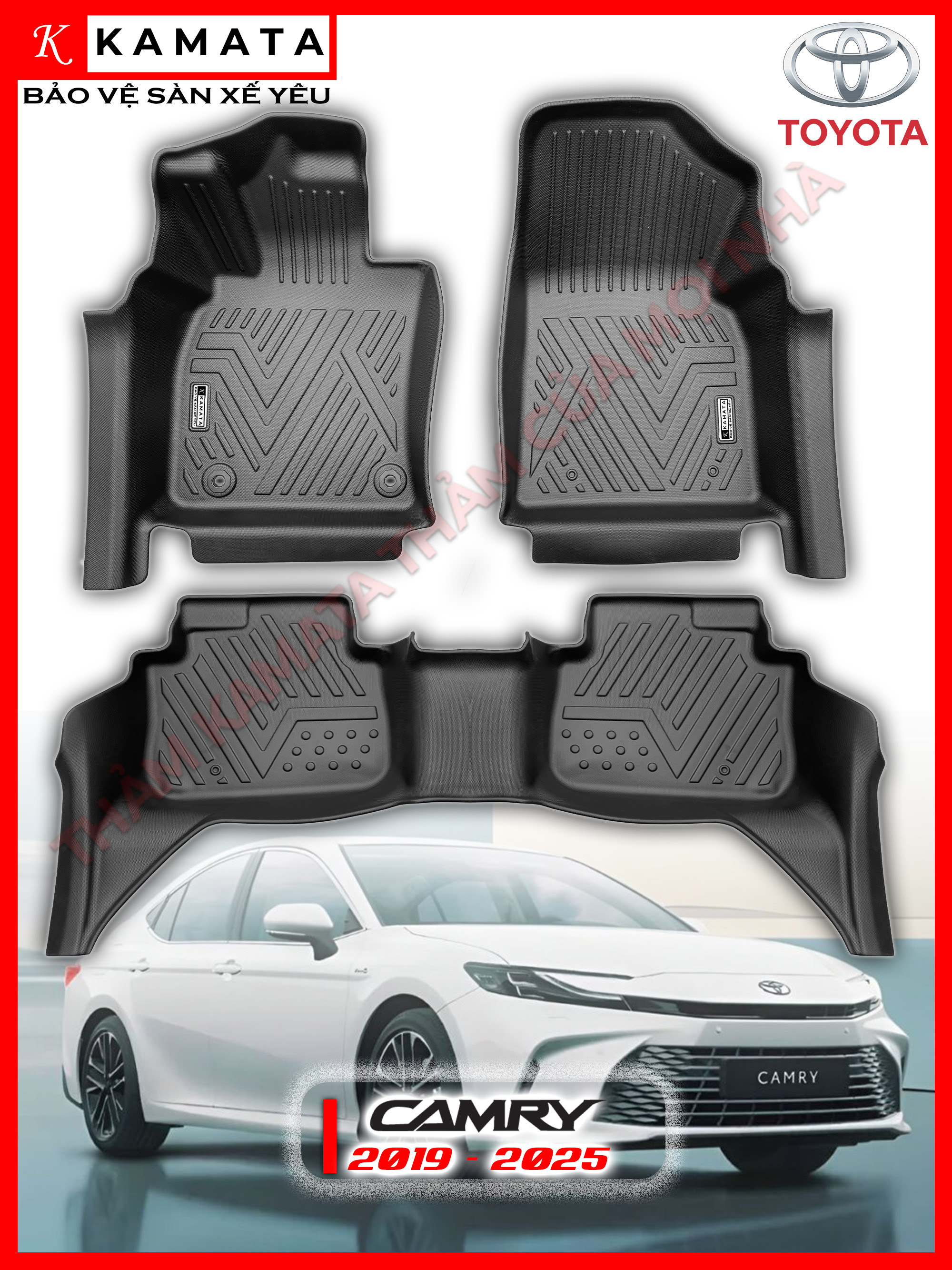 Thảm lót sàn ô tô Toyota Camry 2023 bản 2.5 khuôn đúc TPV (1 bộ 3 tấm)