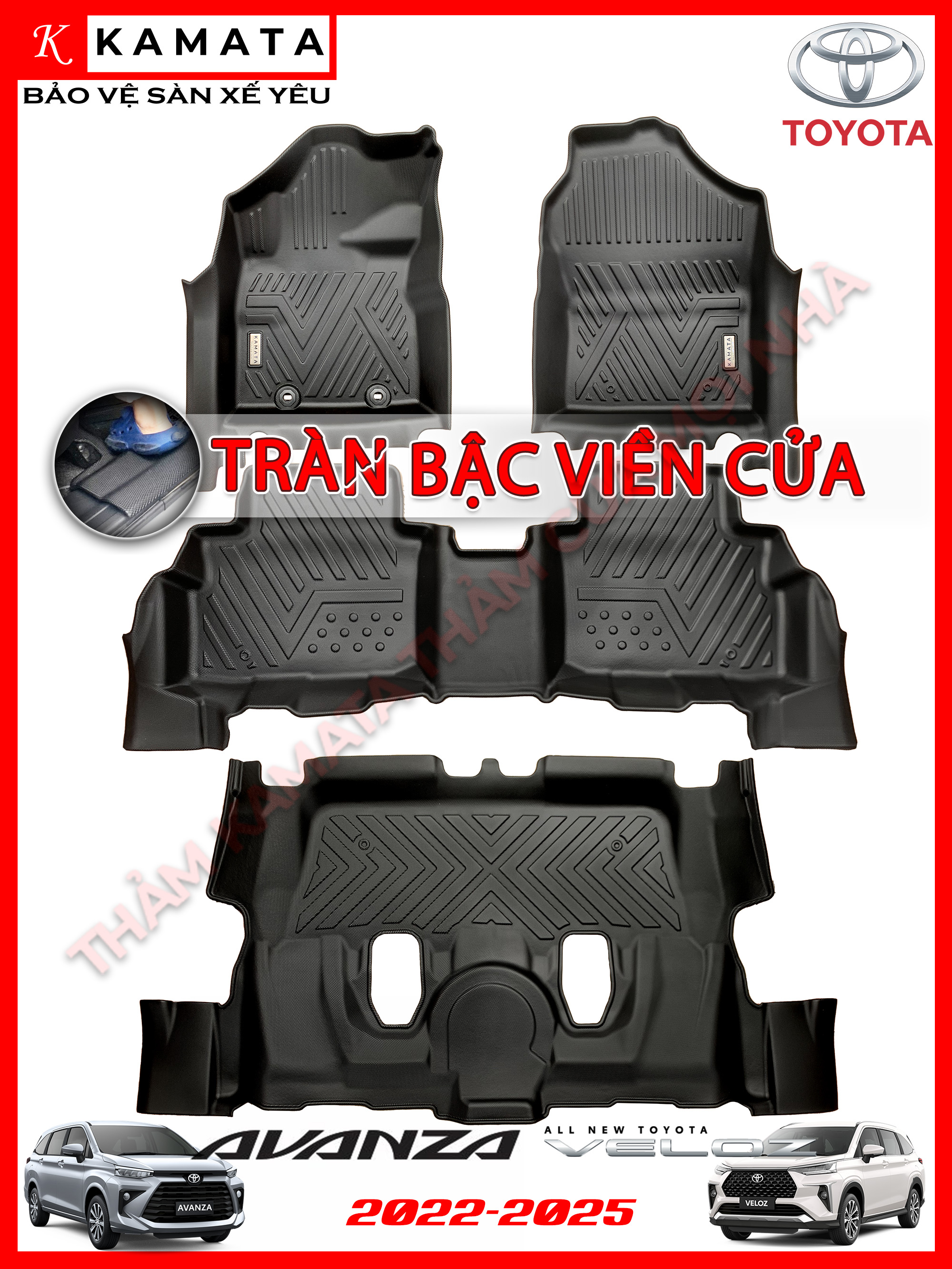 Thảm lót sàn ô tô Toyota cross 2020 - 2023 khuôn đúc TPV (1 bộ 3 tấm)
