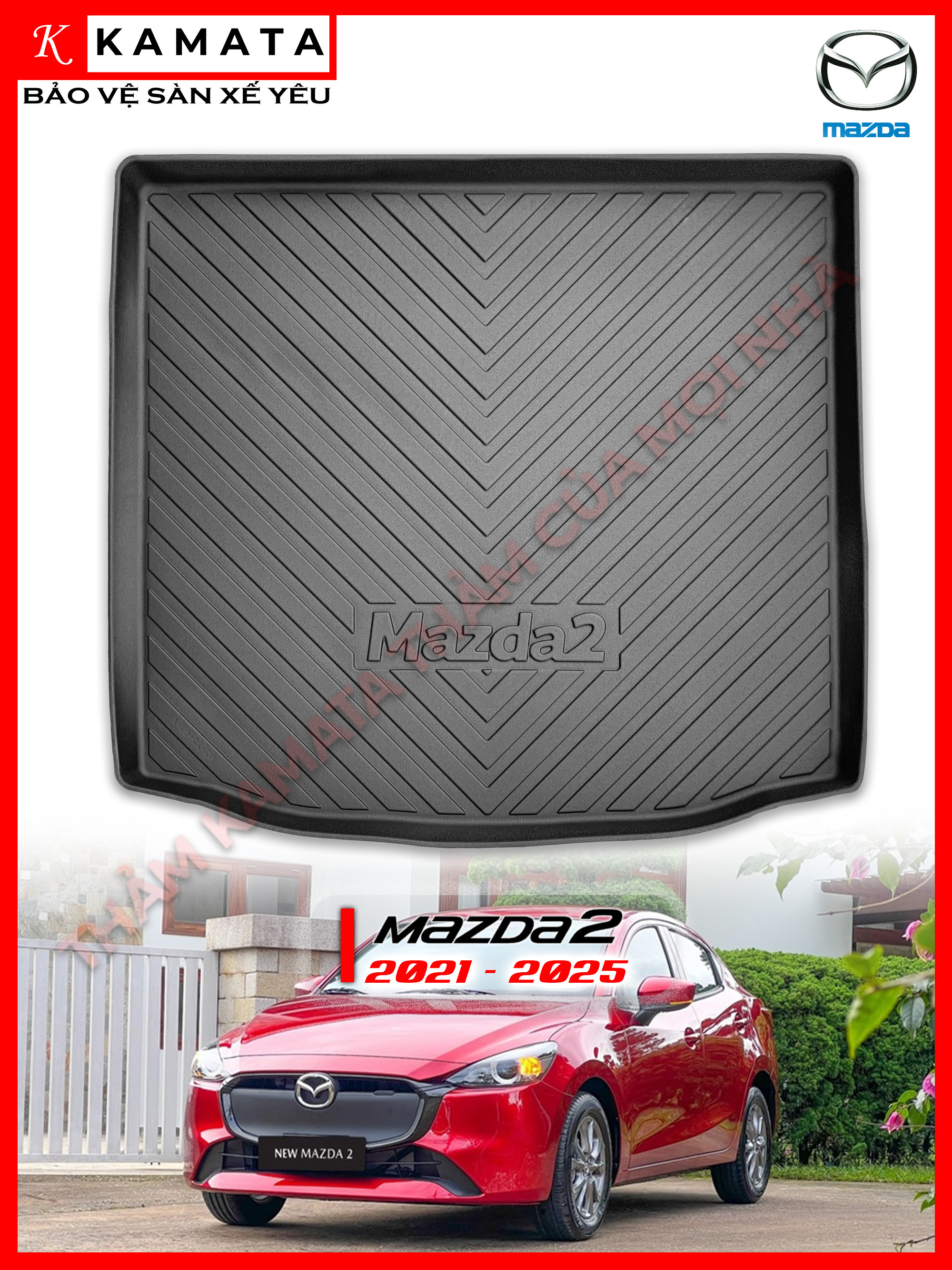 Thảm lót cốp xe ô tô Mazda2 2021 - 2024 chất liệu TPV cao cấp mới nhất