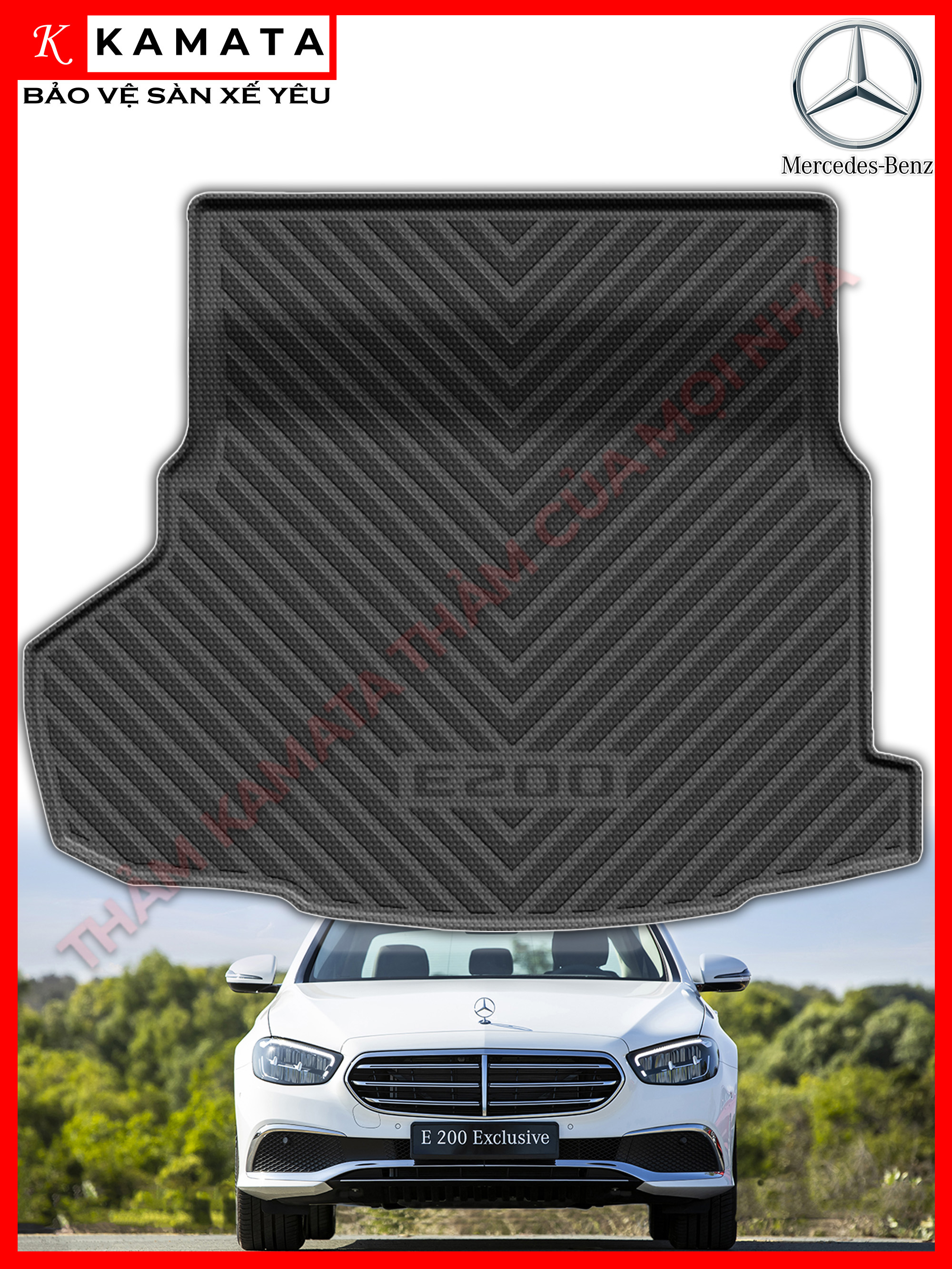Thảm lót cốp ô tô Mercedes E200 2017 - 2025 khuôn đúc TPV