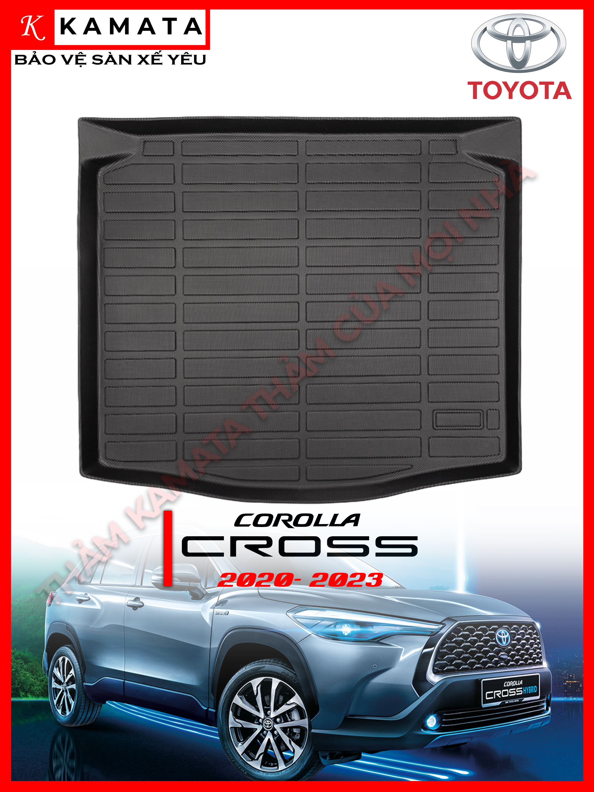 Thảm lót cốp xe ô tô Toyota Cross 2020 - 2023 chất liệu TPV cao cấp mới nhất