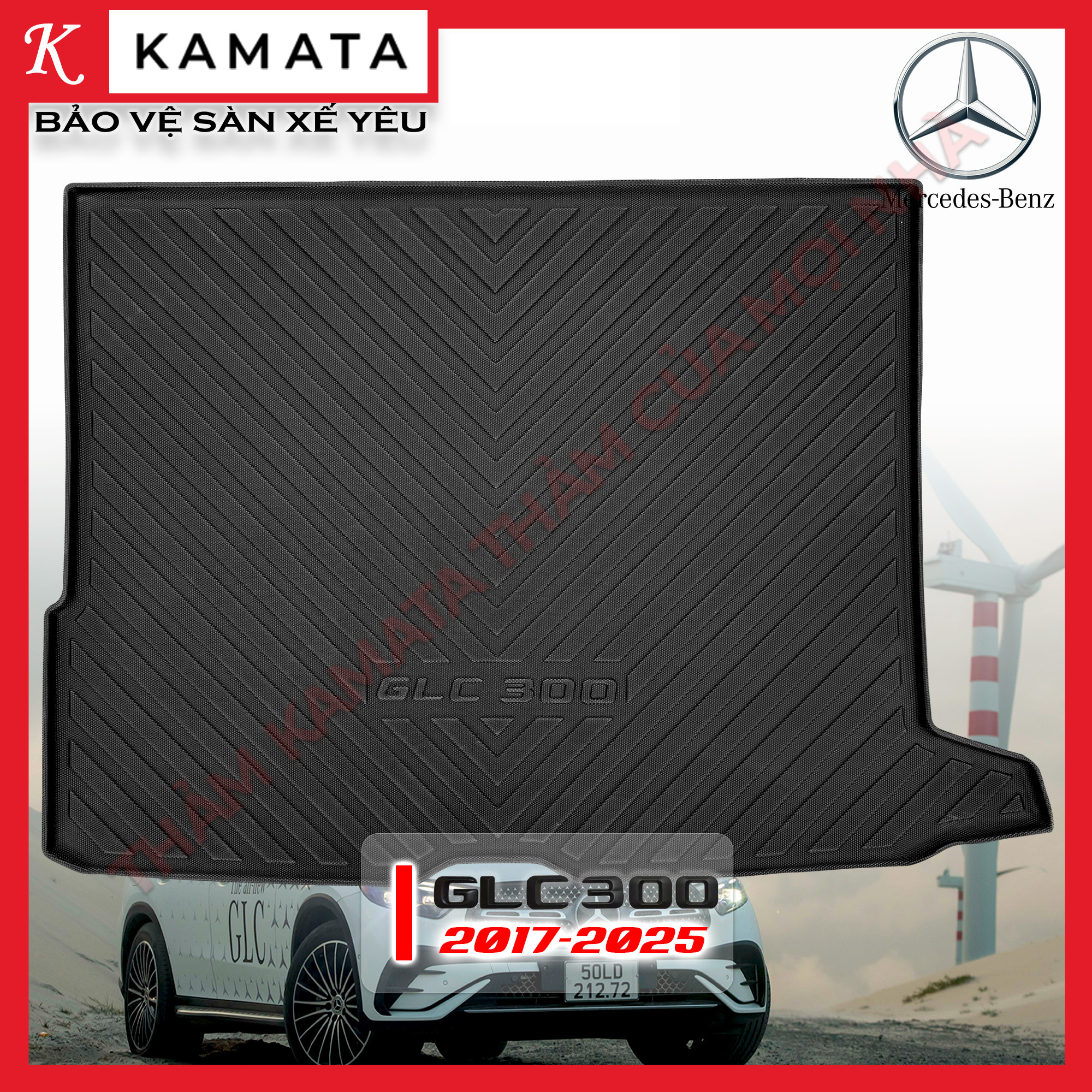 Thảm lót cốp ô tô Mercedes GLC300 2017-2025 đúc nguyên khối (chất liệu TPV) cao cấp mới nhất