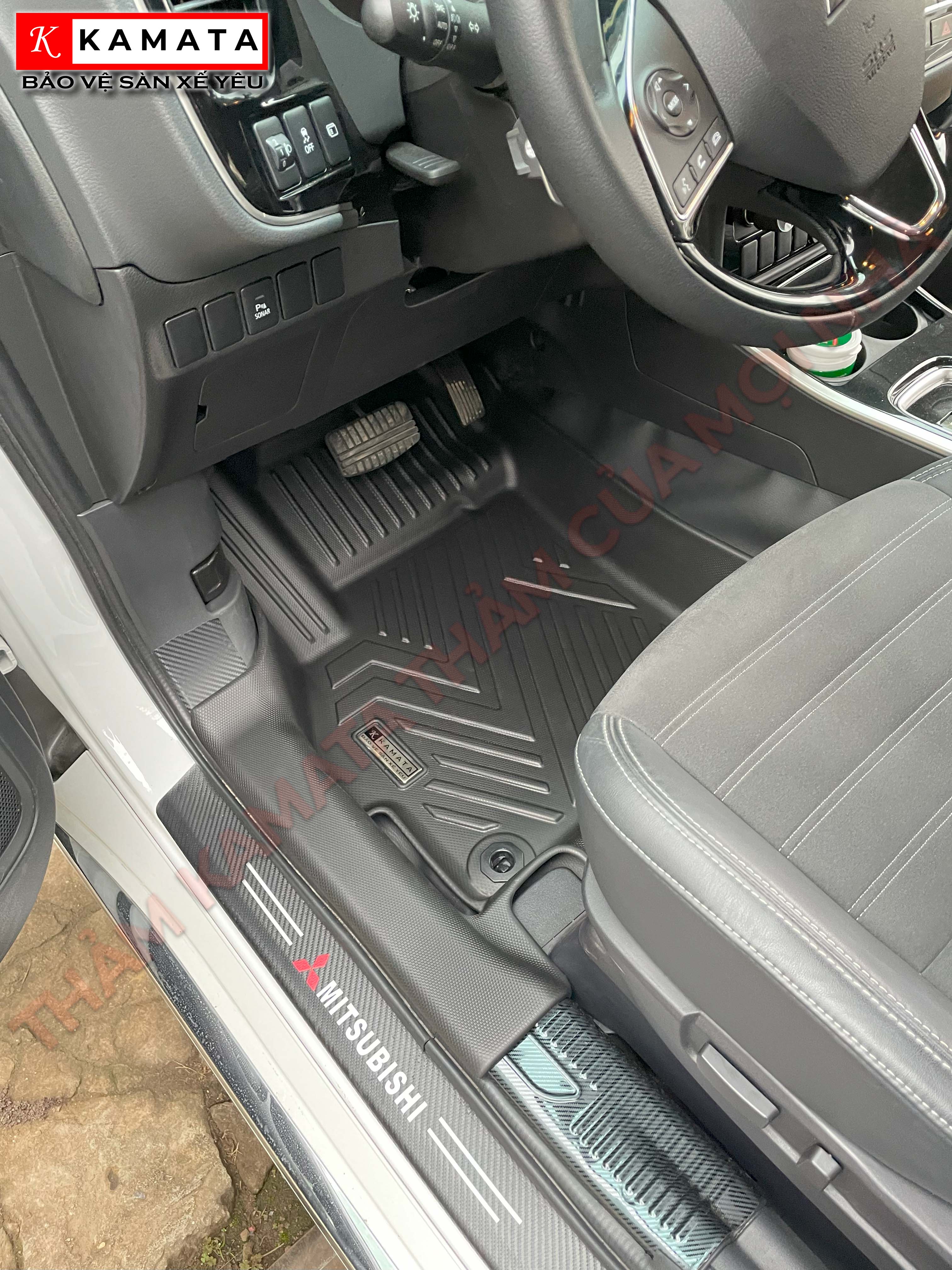 Thảm lót sàn ô tô Mitsubishi Outlander 2019 - 2023 đúc nguyên khối tràn viền TPV  (4 tấm/Bộ)