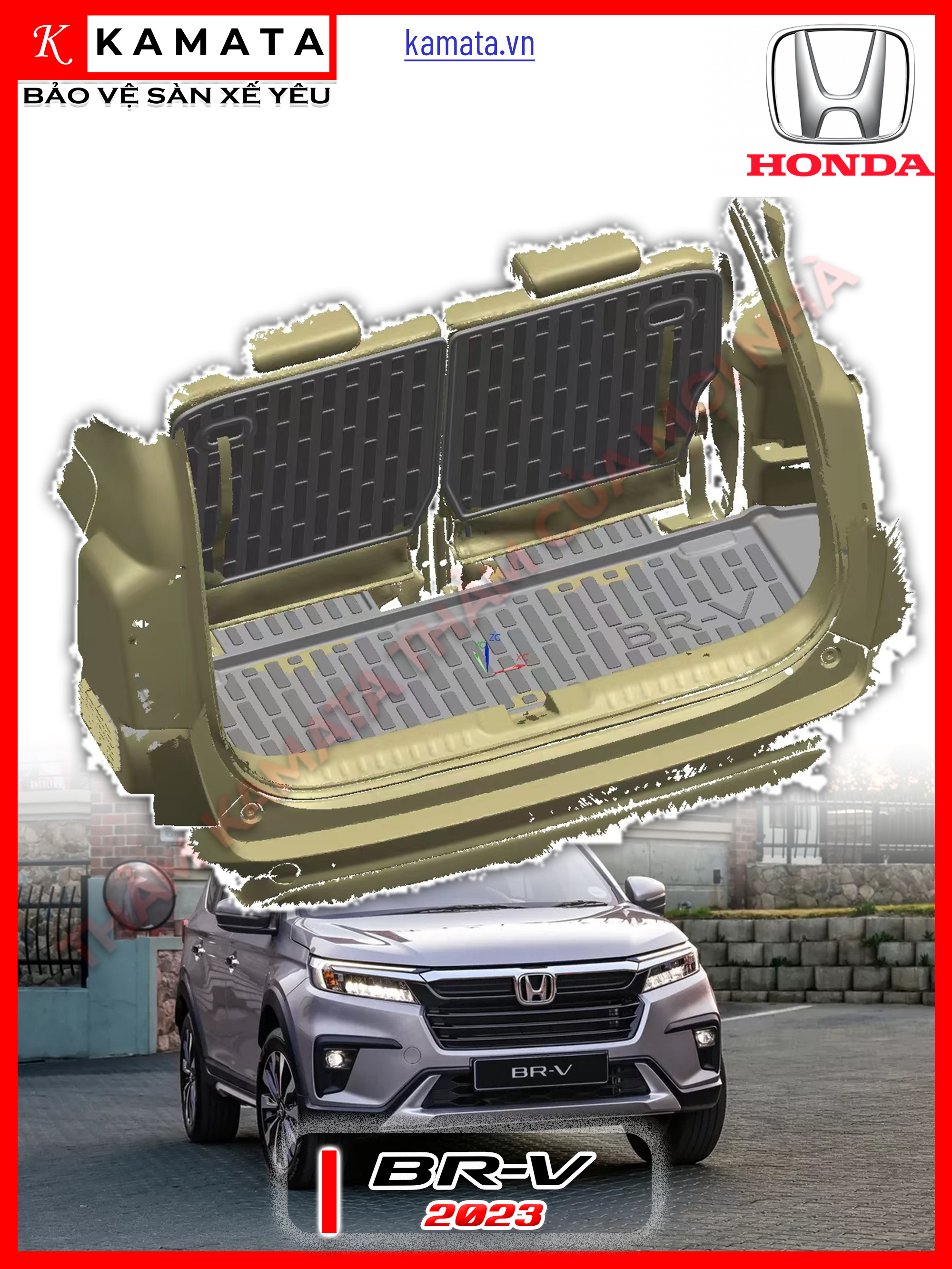 Thảm lót cốp xe ô tô Honda BRV 2023 chất liệu TPV cao cấp mới nhất
