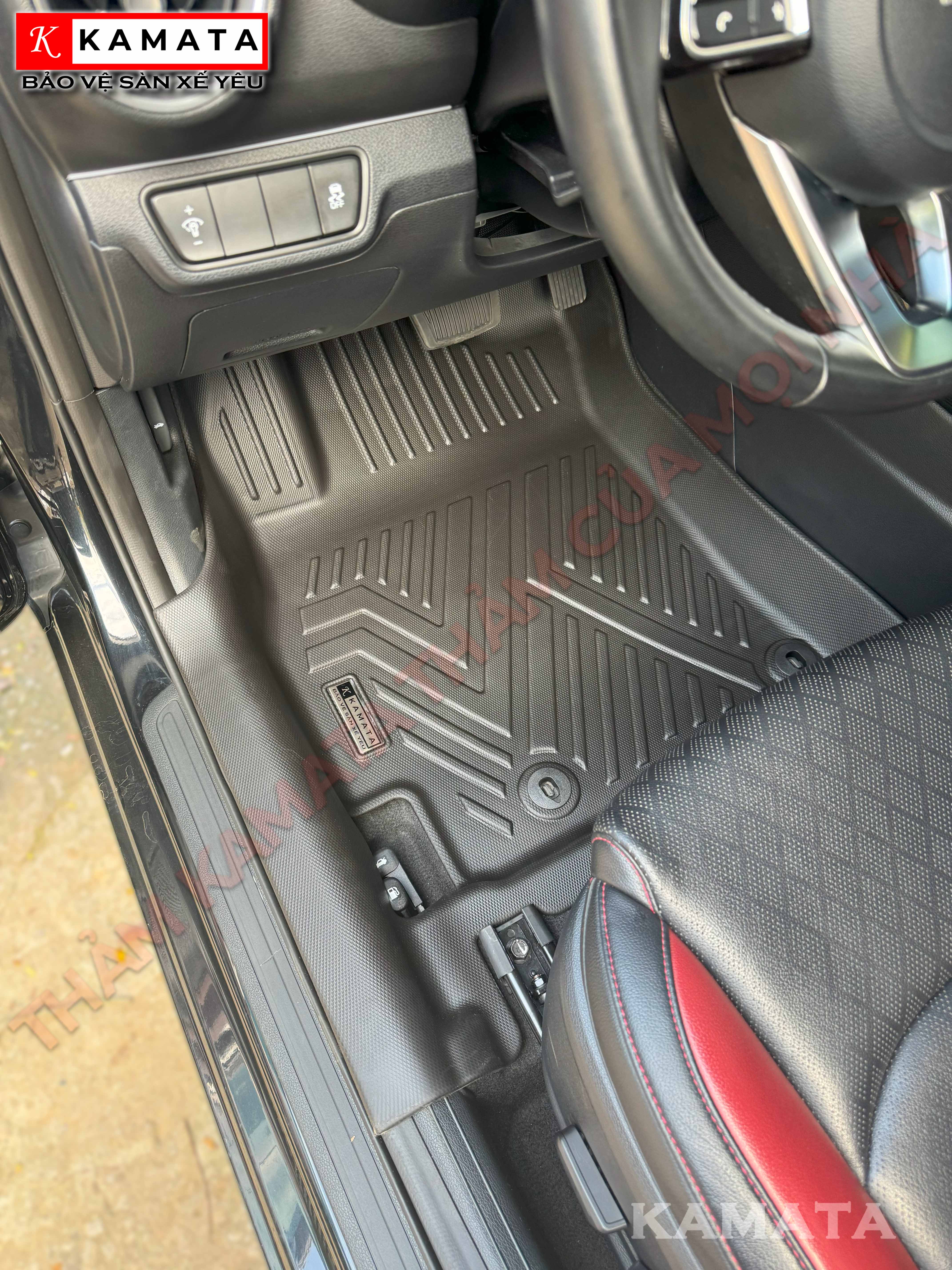 Thảm lót sàn ô tô KIA Cerato/ K3 2019- 2024 đúc nguyên khối tràn bậc viền cửa TPV (3 tấm/Bộ)