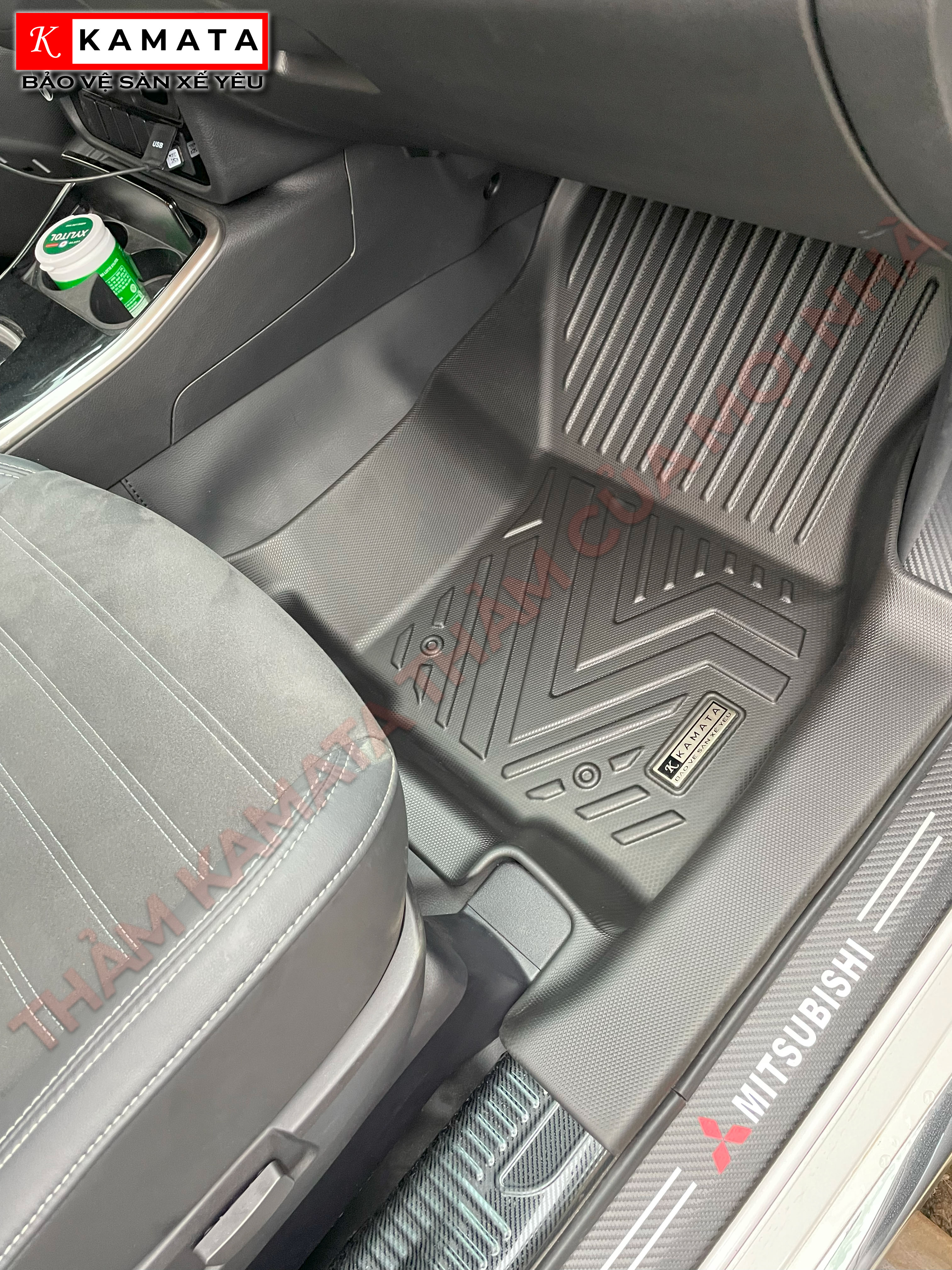 Thảm lót sàn ô tô Mitsubishi Outlander 2019 - 2023 đúc nguyên khối tràn viền TPV  (4 tấm/Bộ)