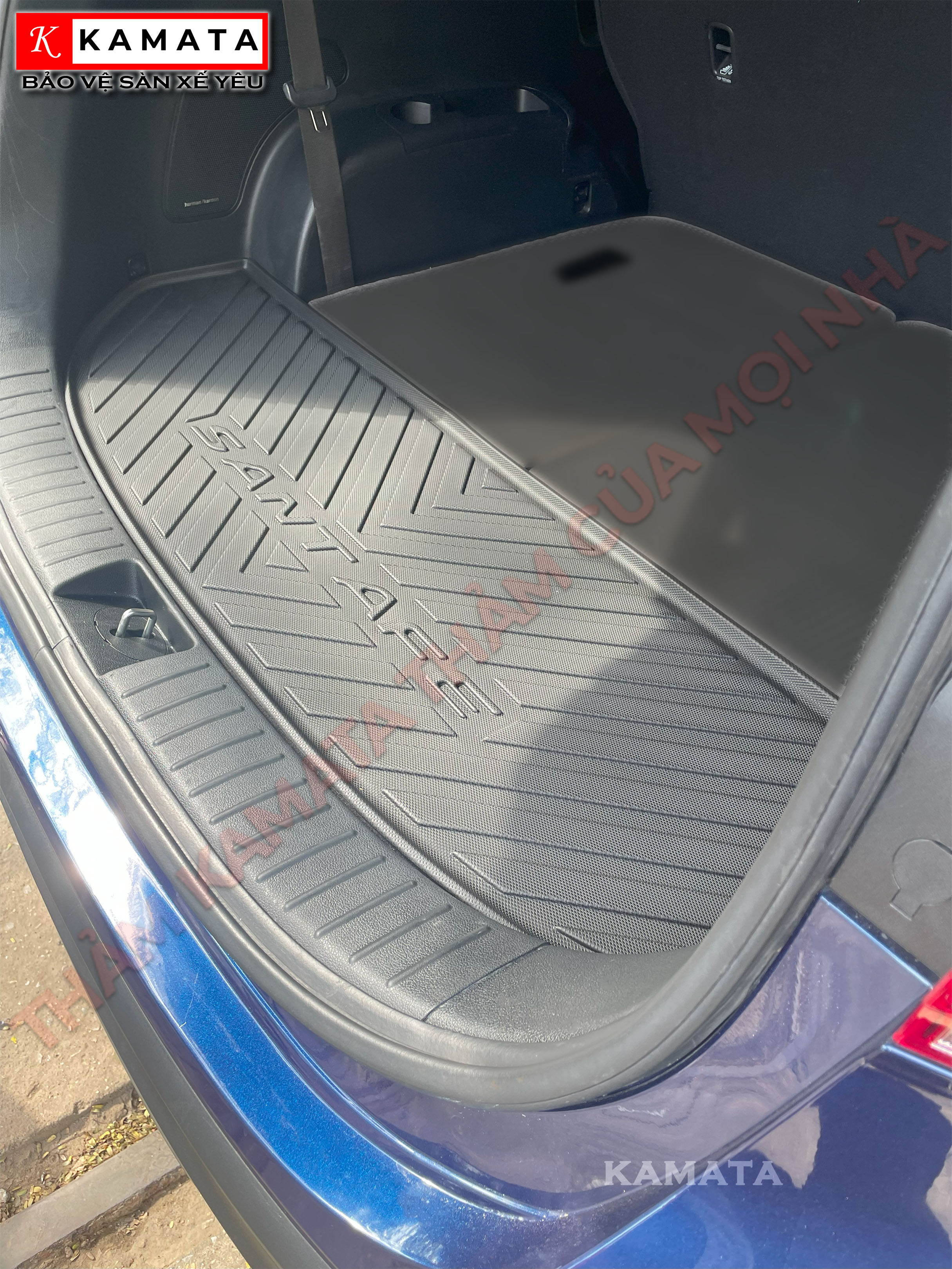 Thảm lót cốp xe ô tô Hyundai Santafe 2018 - 2023 chất liệu TPV cao cấp mới nhất
