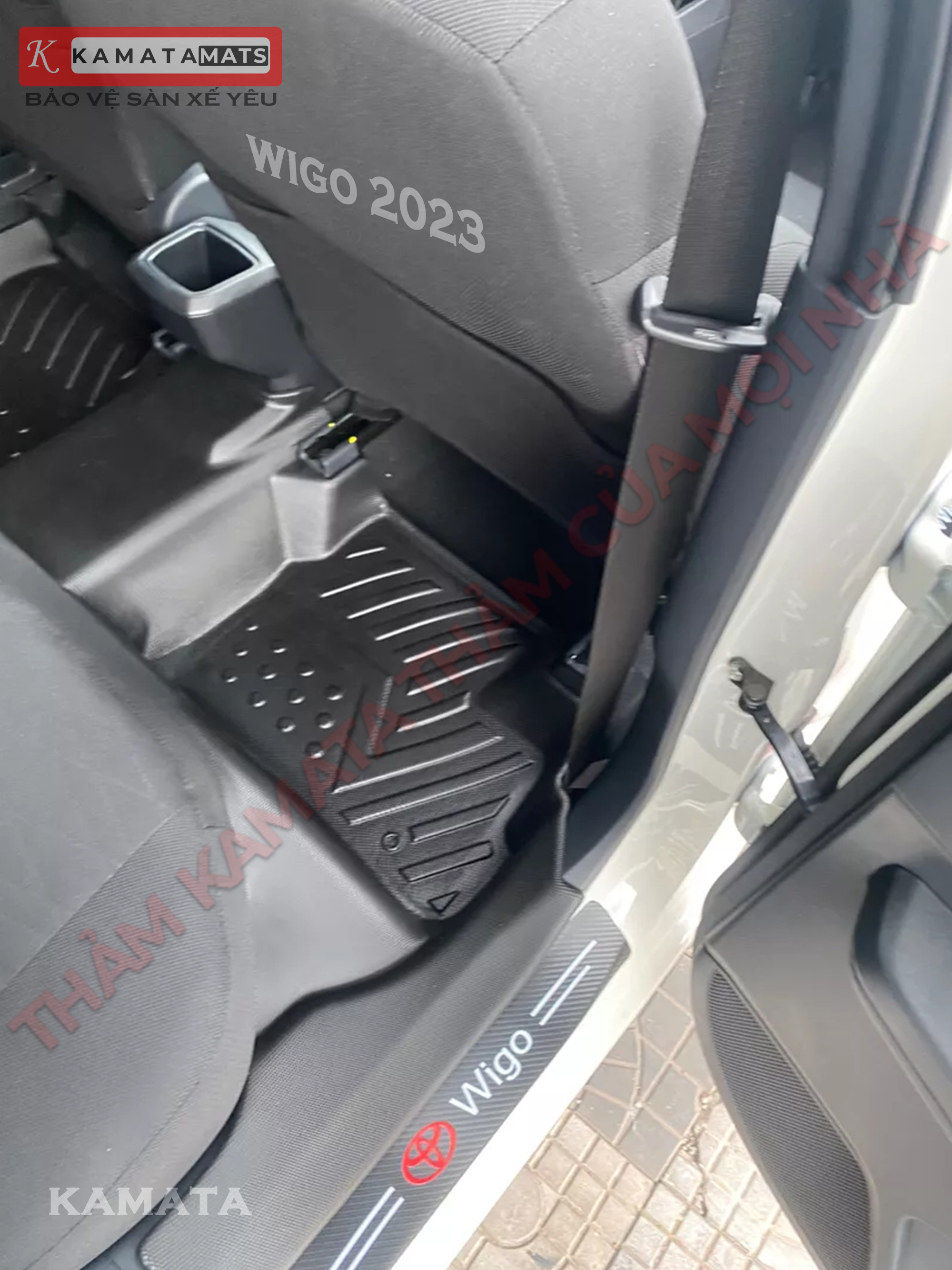 Thảm lót sàn ô tô Toyota Wigo 2017 - 2023 đúc nguyên khối TPV (3 tấm/Bộ)