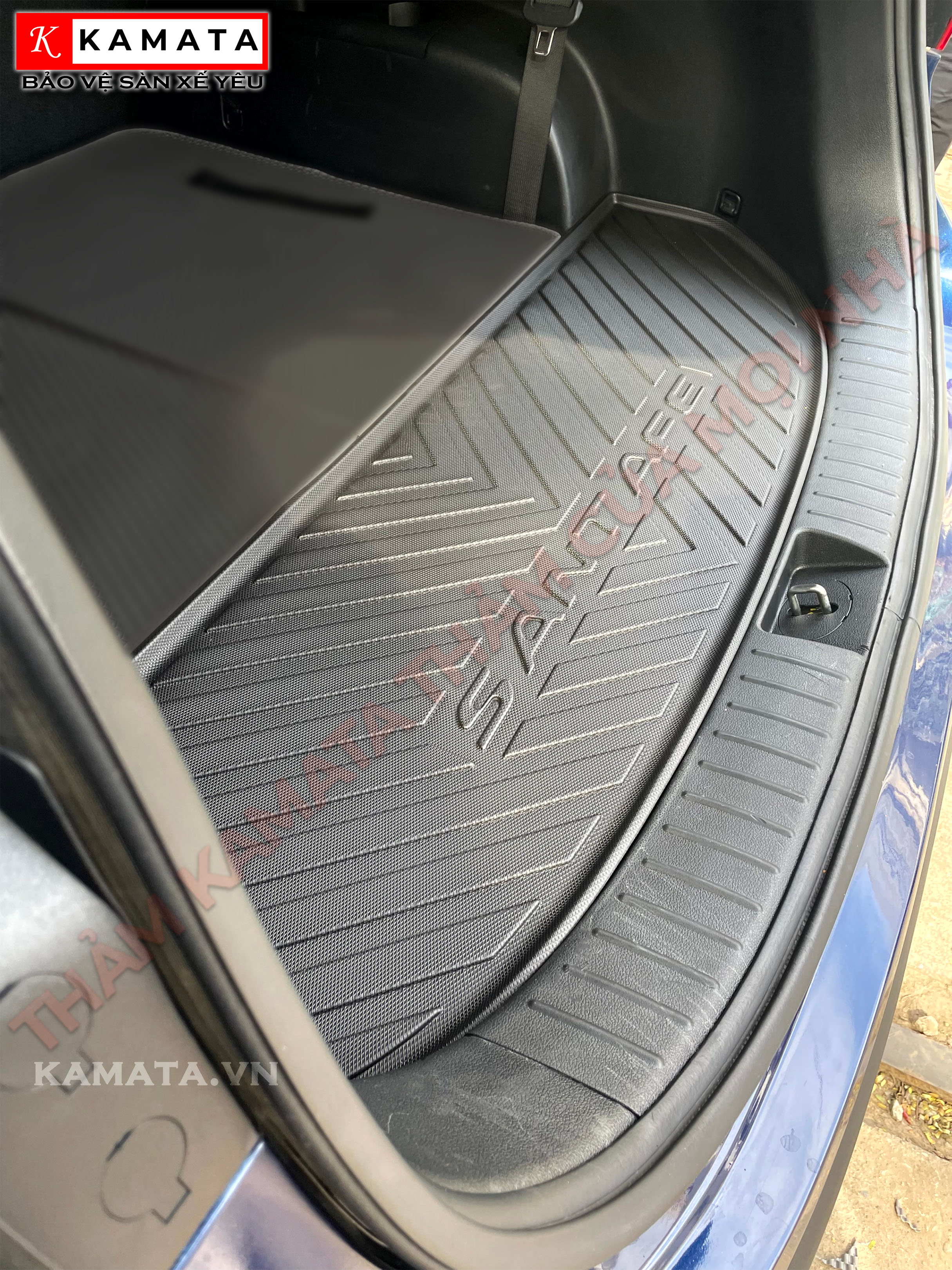 Thảm lót cốp xe ô tô Hyundai Santafe 2018 - 2023 chất liệu TPV cao cấp mới nhất