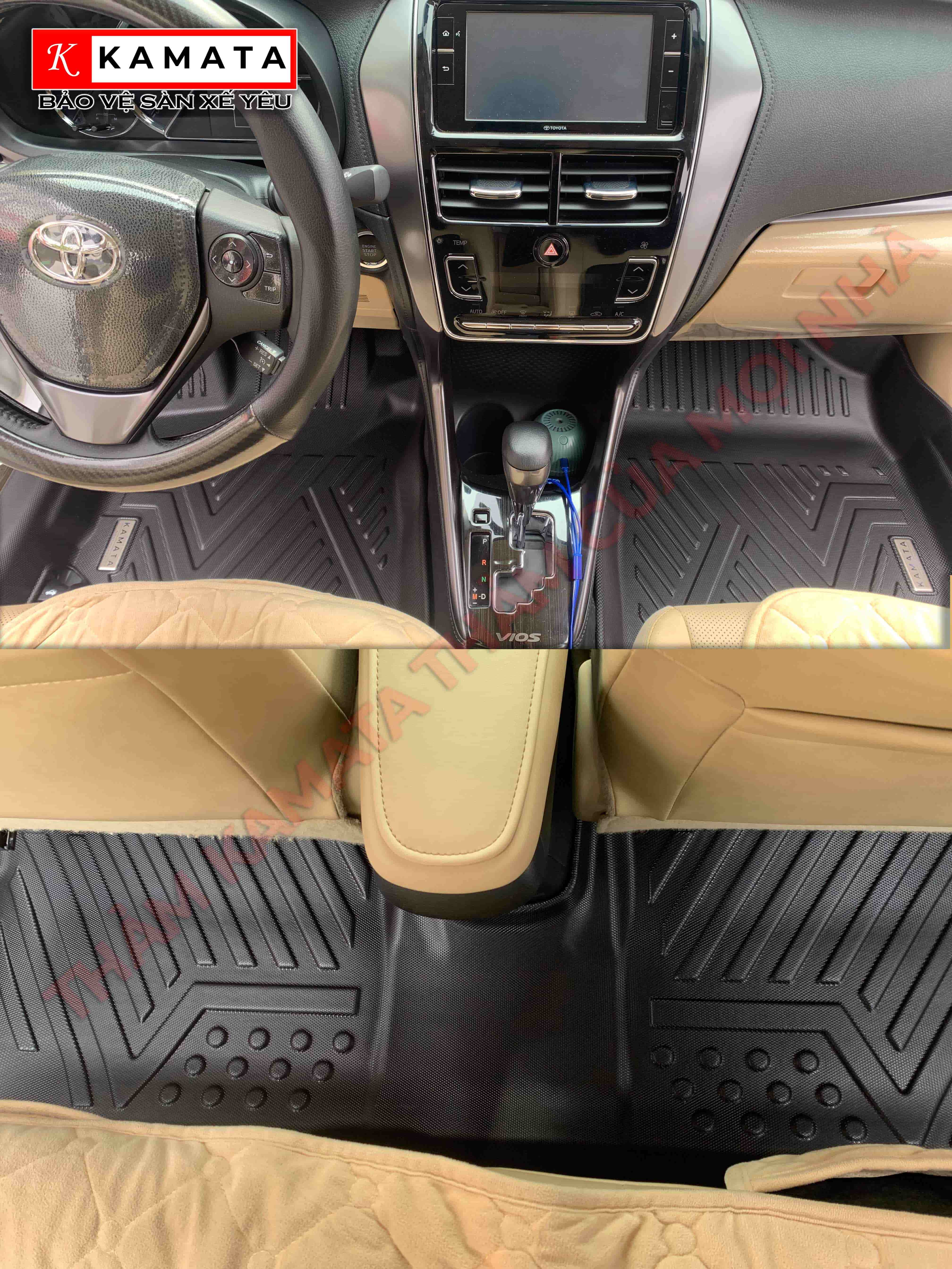 Thảm lót sàn ô tô Toyota Vios 2019 - 2025 khuôn đúc TPV (1 bộ 3 tấm) Tràn Viền