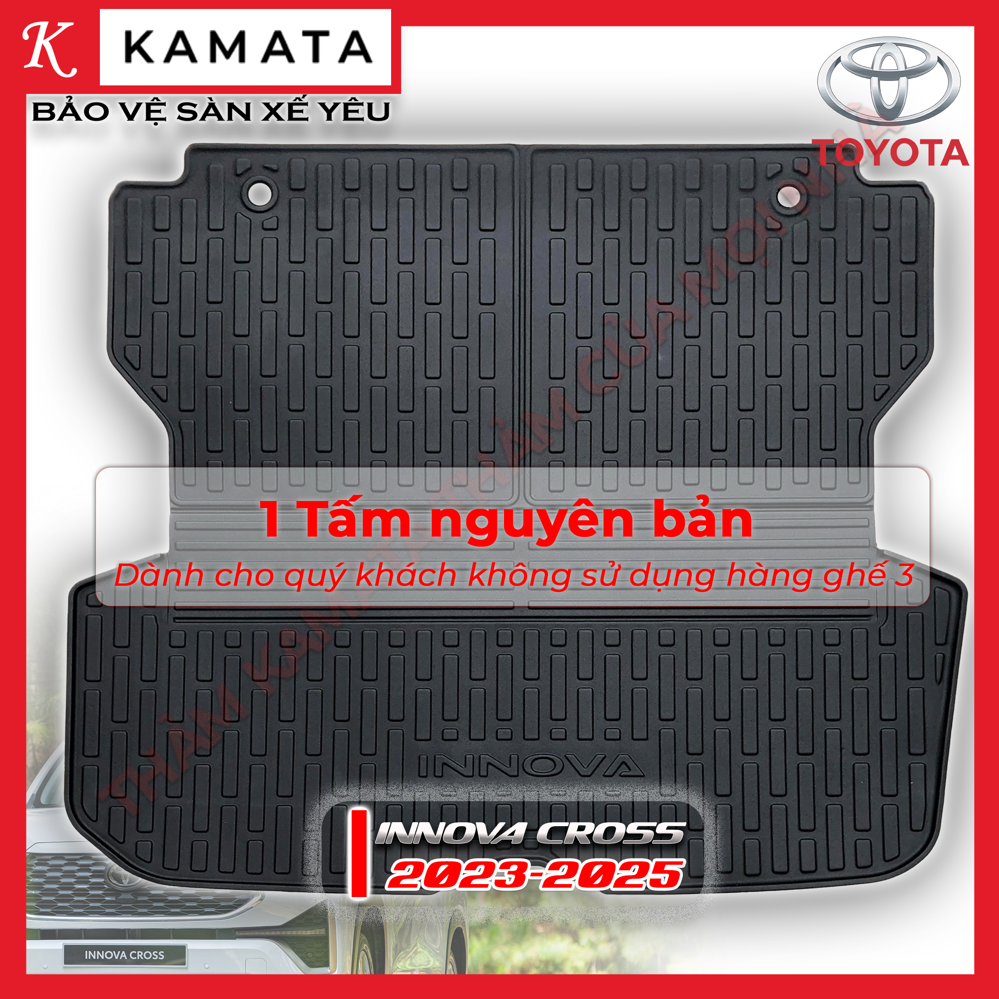 Thảm lót cốp Toyota Innova Cross 2023-2025 TPV new (tràn ghế)