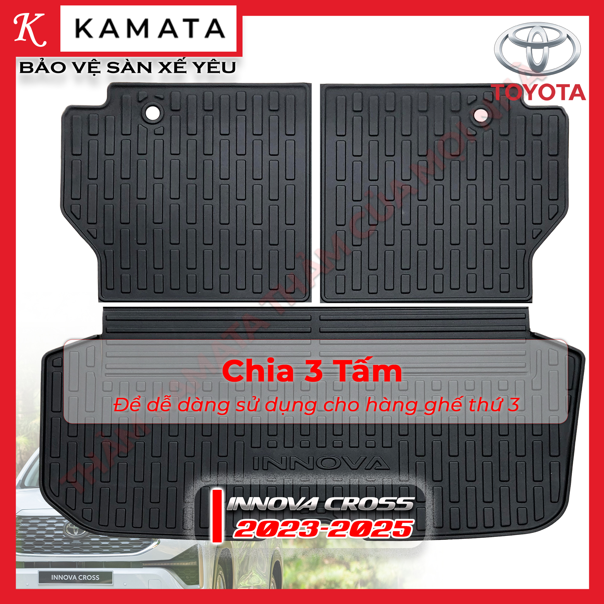 Thảm lót cốp Toyota Innova Cross 2023-2025 TPV new (tràn ghế)