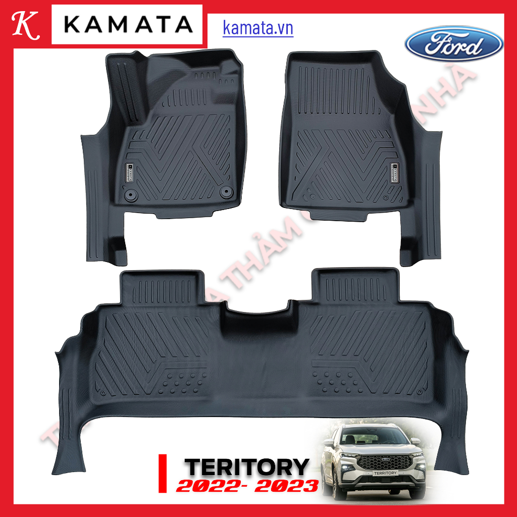 Thảm lót sàn 5D Ford Territory 2022-2023 1 bộ 3 tấm
