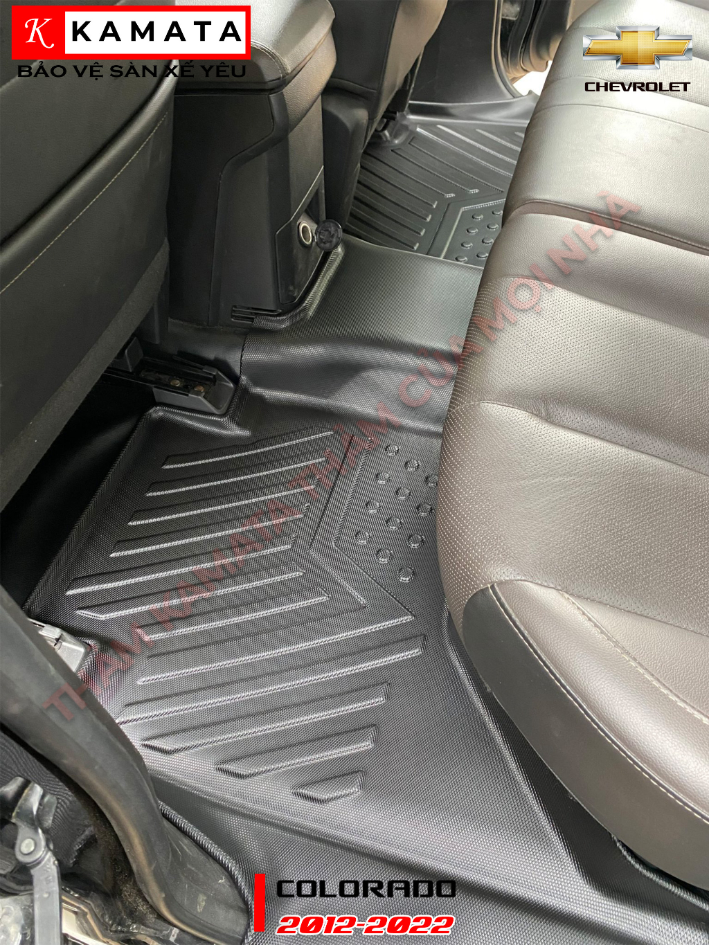 Thảm lót sàn ô tô 5D Chevrolet Colorado 2012-2023 đúc nguyên khối TPV (3 tấm/Bộ)