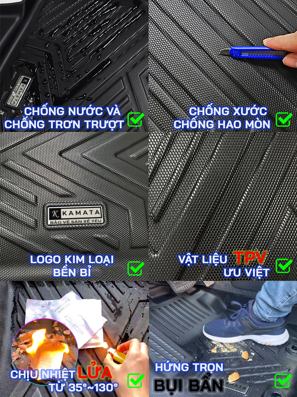 Thảm lót sàn ô tô 5D Chevrolet Colorado 2012-2023 đúc nguyên khối TPV (3 tấm/Bộ)