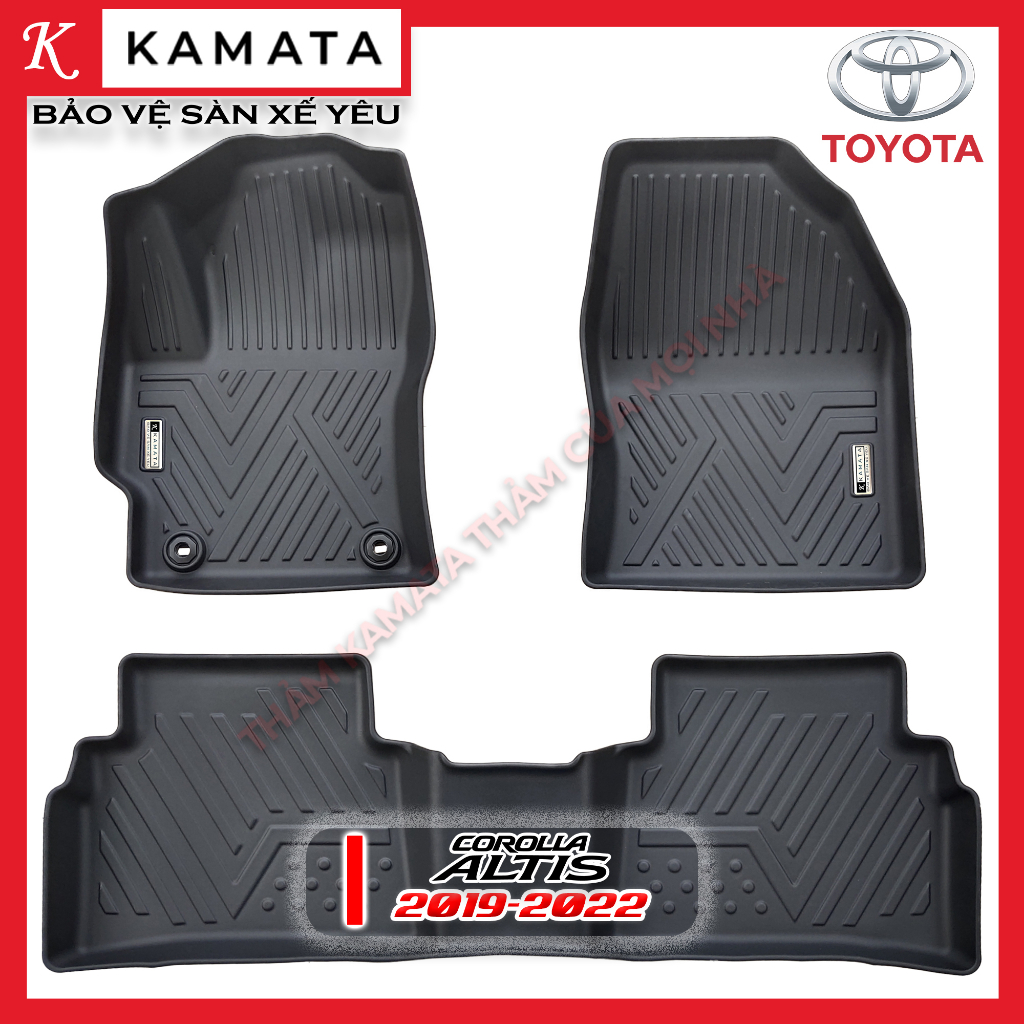 Thảm lót sàn ô tô Toyota Corolla Altis 2019 - 2022 đúc nguyên khối TPV (3 tấm/Bộ)