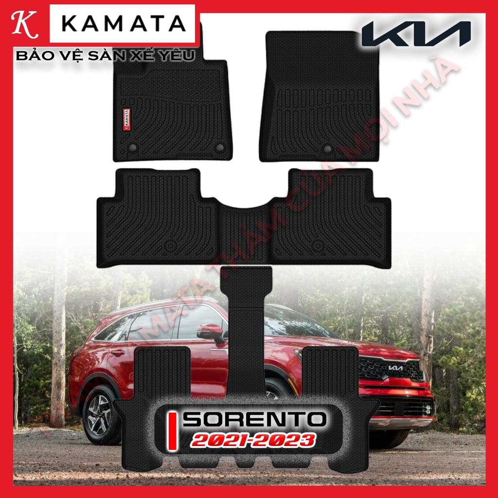 Thảm lót sàn ô tô 3D Kia Sorento 2021-2023 đúc nguyên khối TPE Hạt Gạo ( 1 bộ/4 tấm)