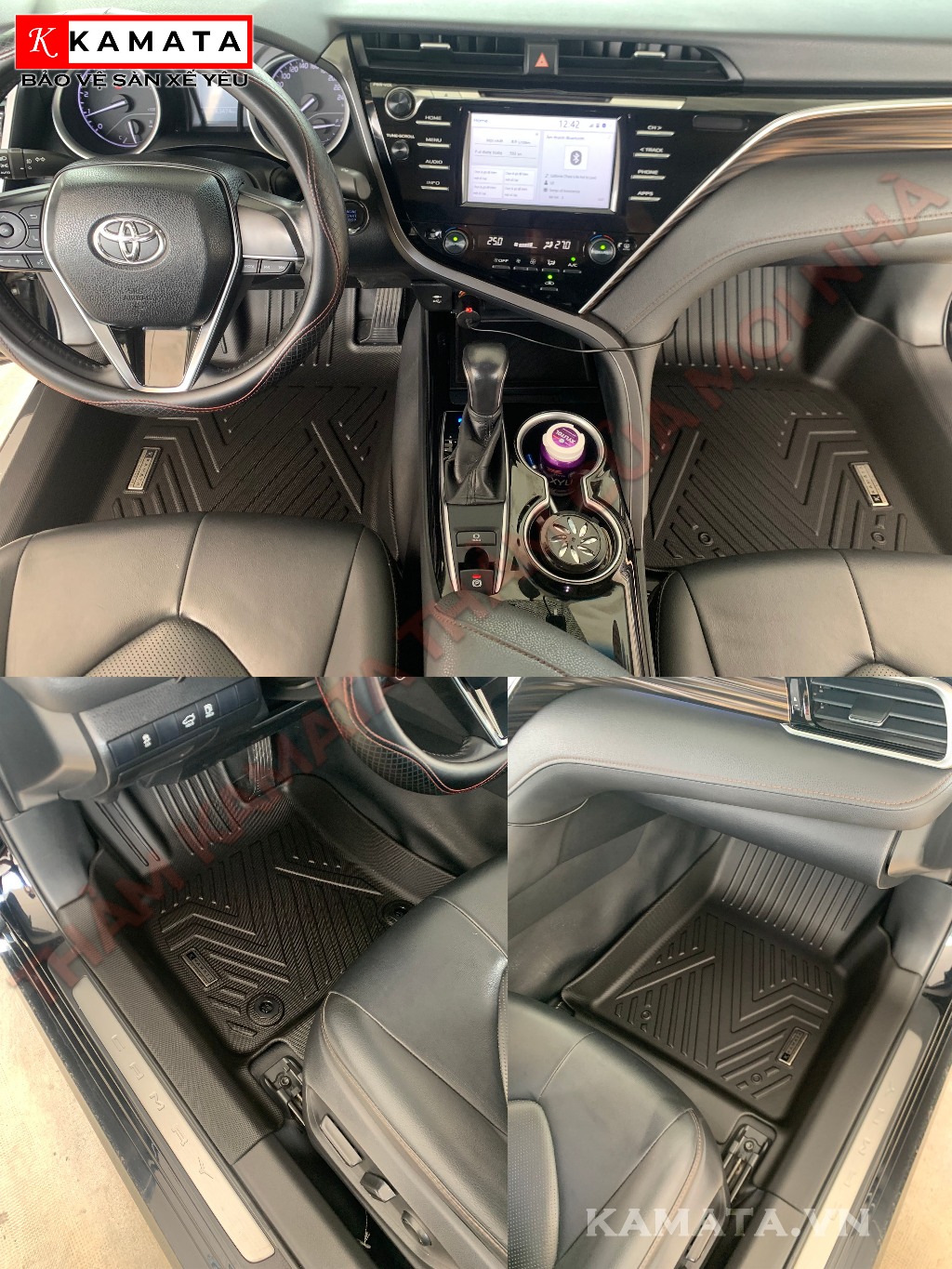 Thảm lót sàn ô tô Toyota Camry 2023 bản 2.5 khuôn đúc TPV (1 bộ 3 tấm)