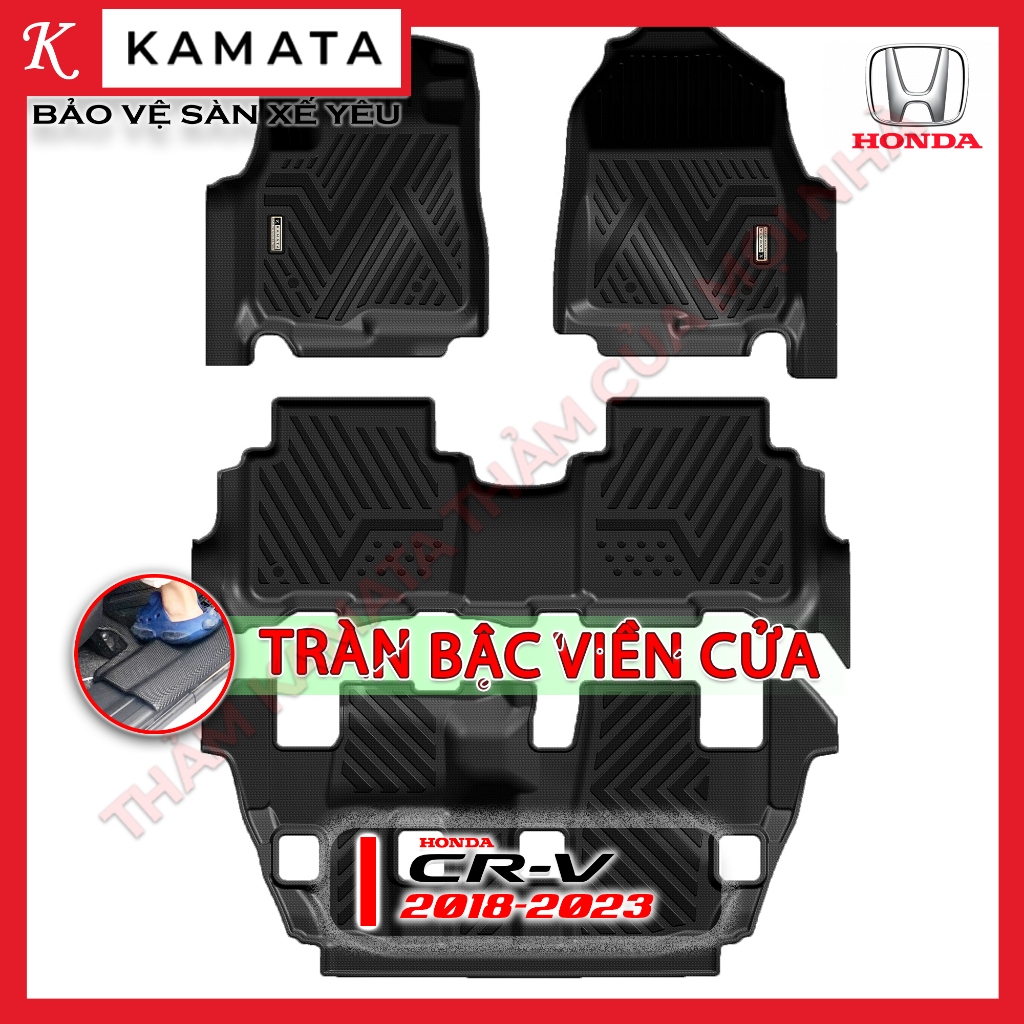 Thảm lót sàn ô tô 3D Honda Crv 2018 - 2023 đúc nguyên khối TPV (3 tấm/Bộ)