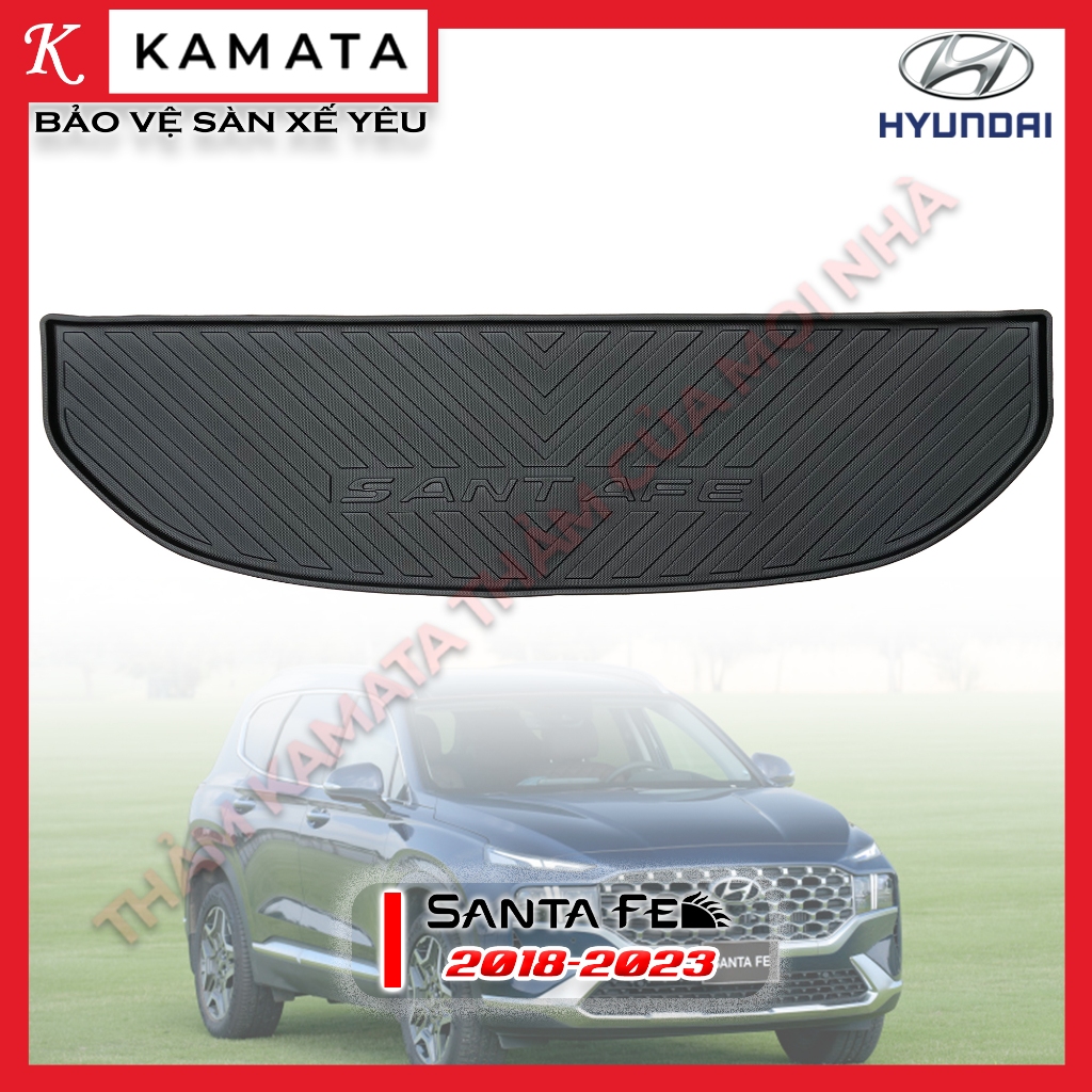 Thảm lót cốp xe ô tô Hyundai Santafe 2018 - 2023 chất liệu TPV cao cấp mới nhất