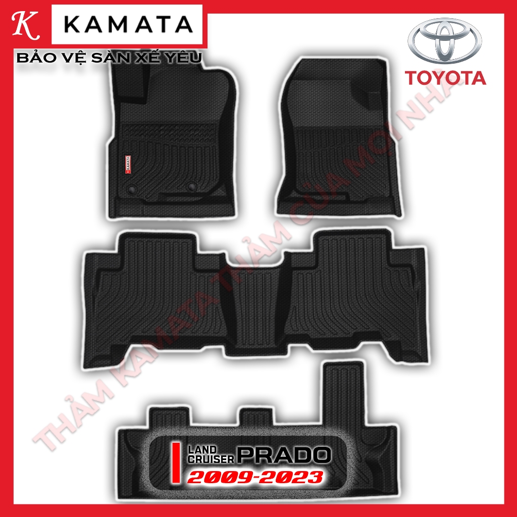 Thảm lót sàn ô tô Toyota Landcruiser Prado 2009- 2023 đúc nguyên khối TPE,TPV (4 tấm/Bộ)