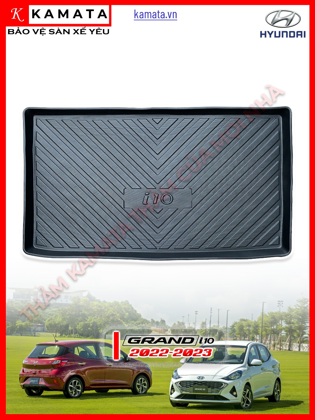 Lót Cốp Hyundai Grandi10 2021-2023 Bản Hatback chất liệu TPE/TPV cao cấp