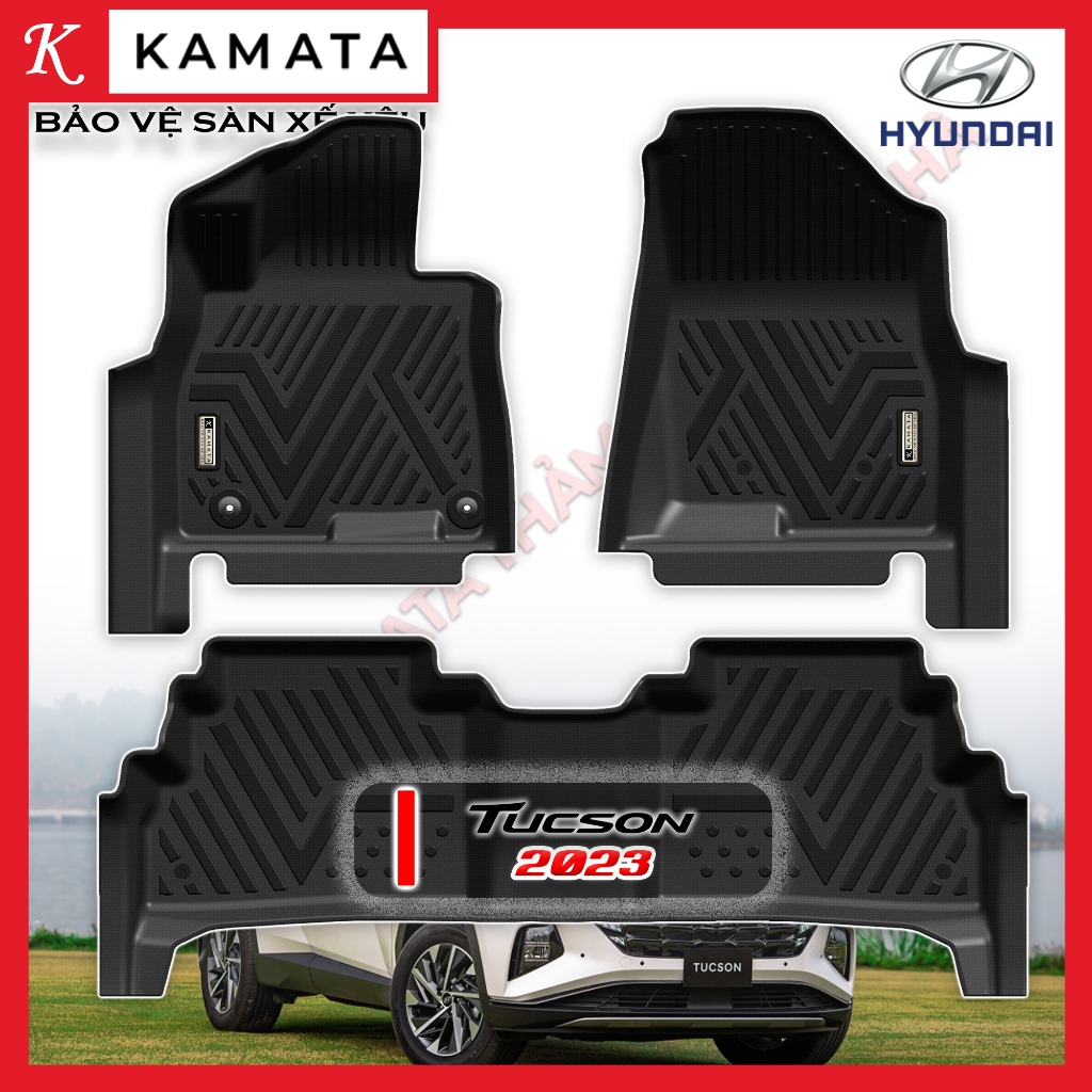 Thảm lót sàn ô tô 3D Hyundai Tucson 2023 đúc nguyên khối TPE ( 1 bộ/3 tấm)